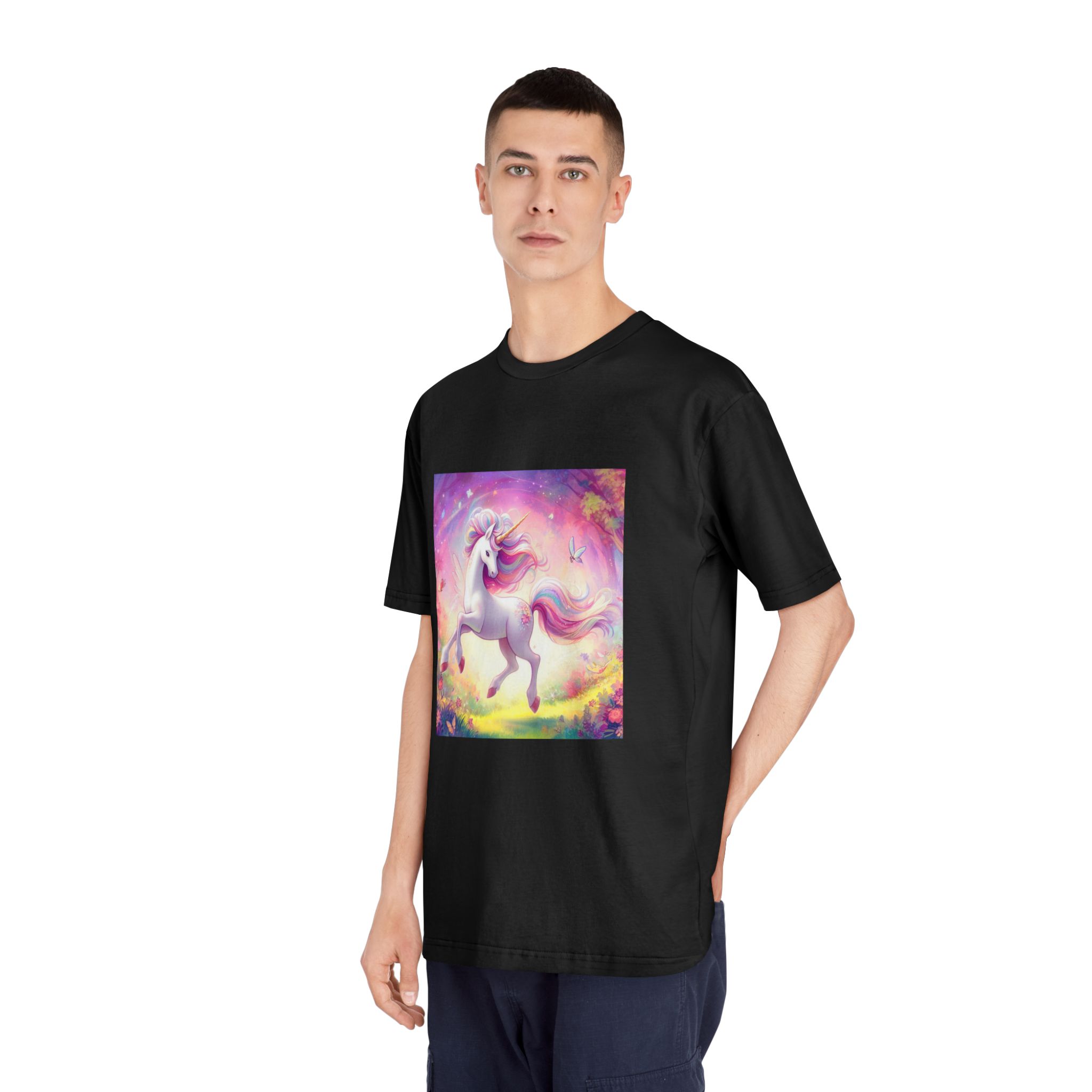 Beautiful Unicorn Running Magical Meadow Unicorn Background Images Whimsical Unicorn (44) Unisex Classic Crewneck T Shirt - Image 8