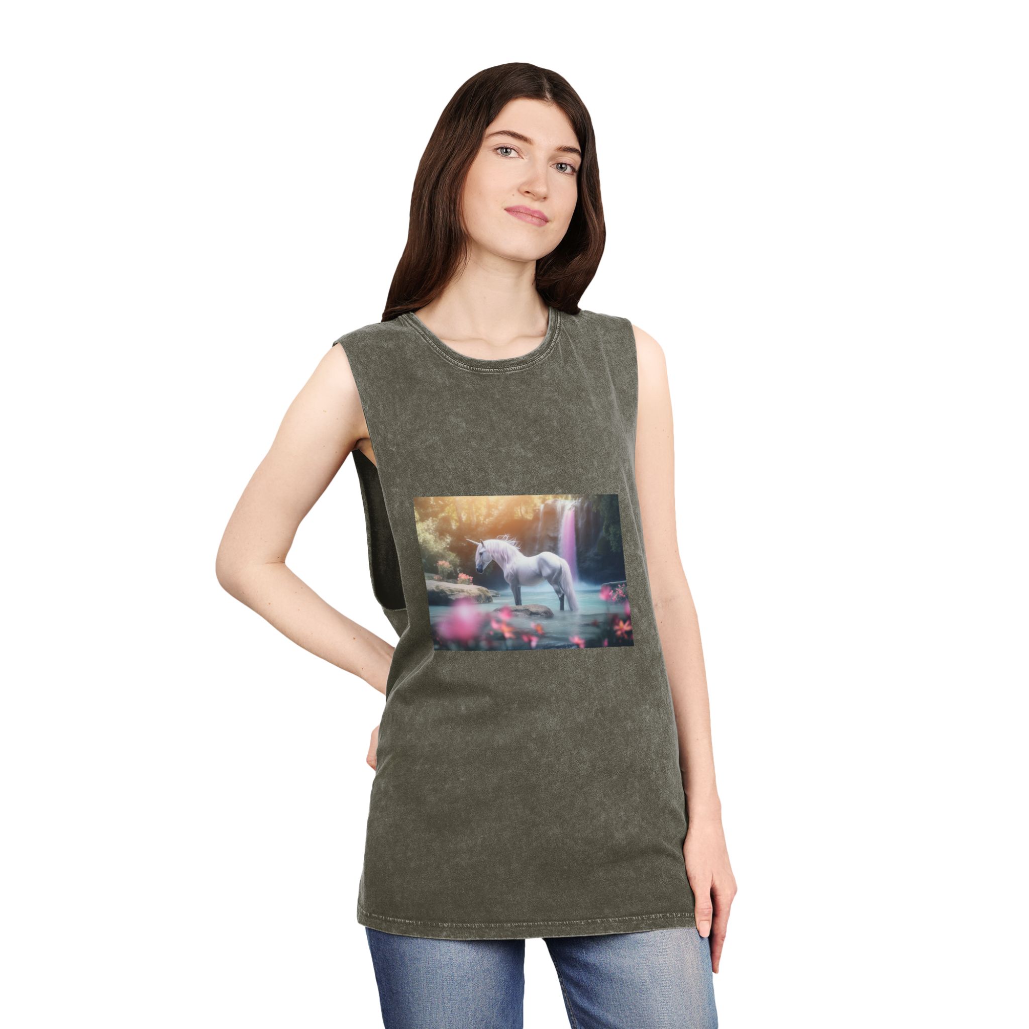 Magical Mythical Unicorn Creature 8 Unisex Stonewash Tank Top - Image 8