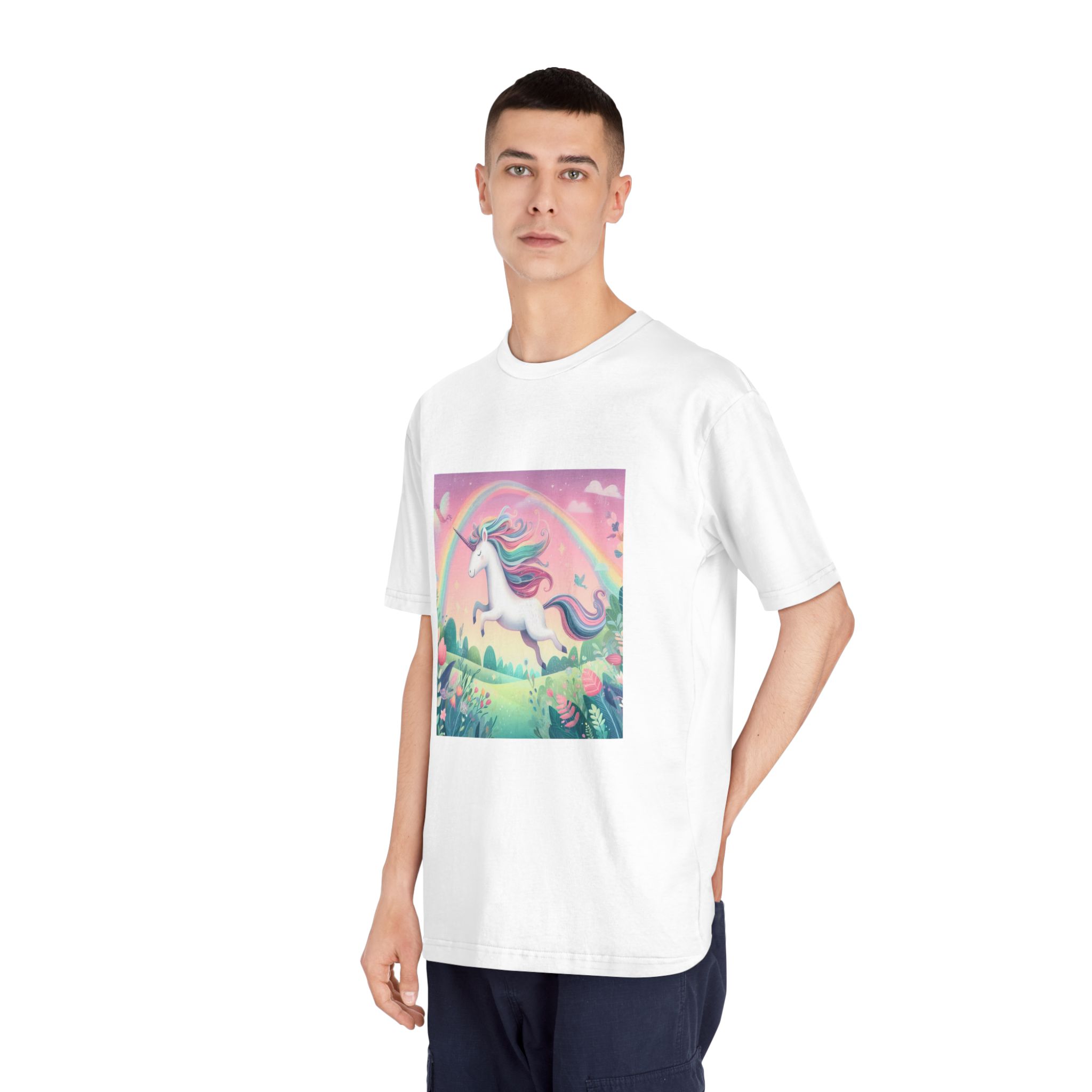 Beautiful Unicorn Running Magical Meadow Unicorn Background Images Whimsical Unicorn (9) Unisex Classic Crewneck T Shirt - Image 4