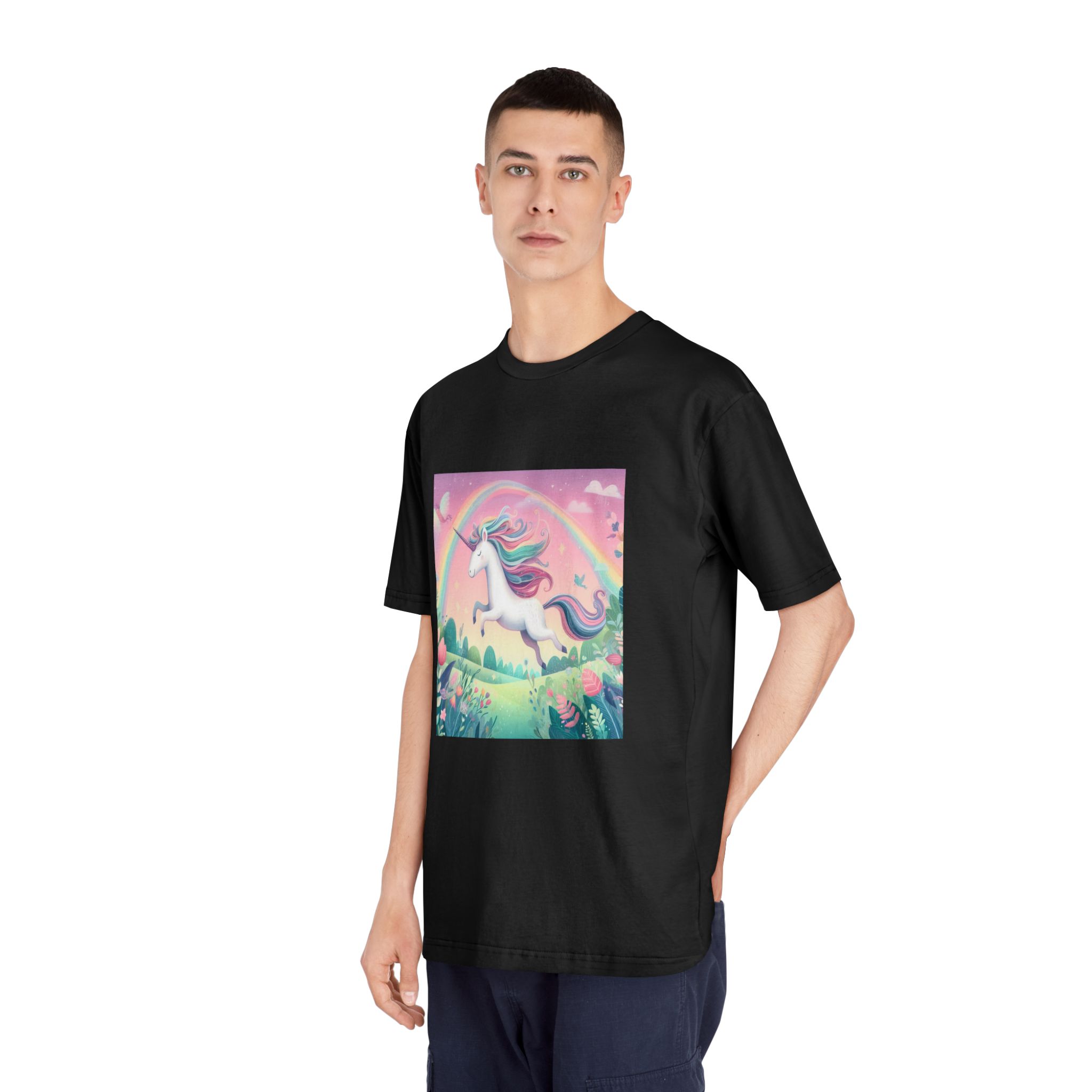 Beautiful Unicorn Running Magical Meadow Unicorn Background Images Whimsical Unicorn (9) Unisex Classic Crewneck T Shirt - Image 8