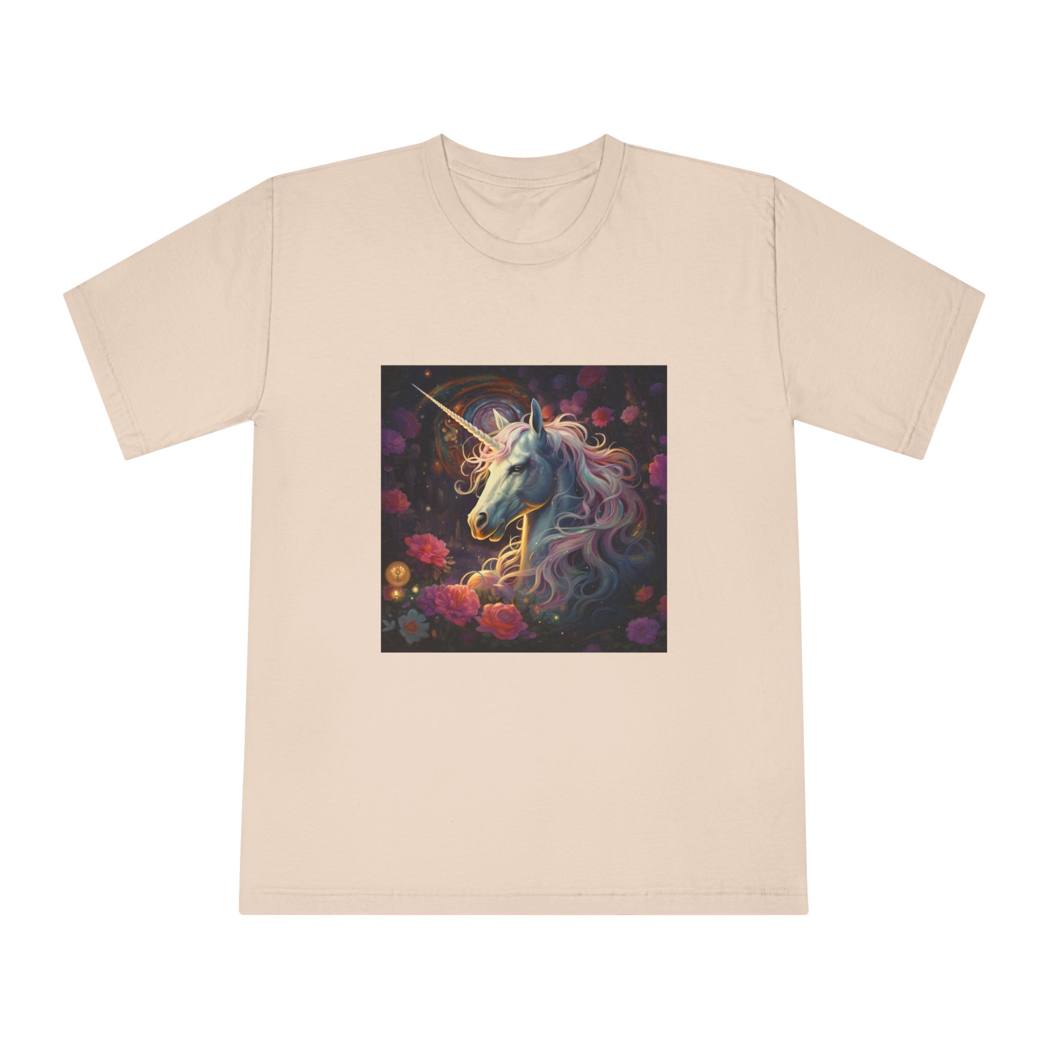 Unicorn With Long Mane Flowers Dark Forest Generative Ai Unisex Classic Crewneck T Shirt - Image 9