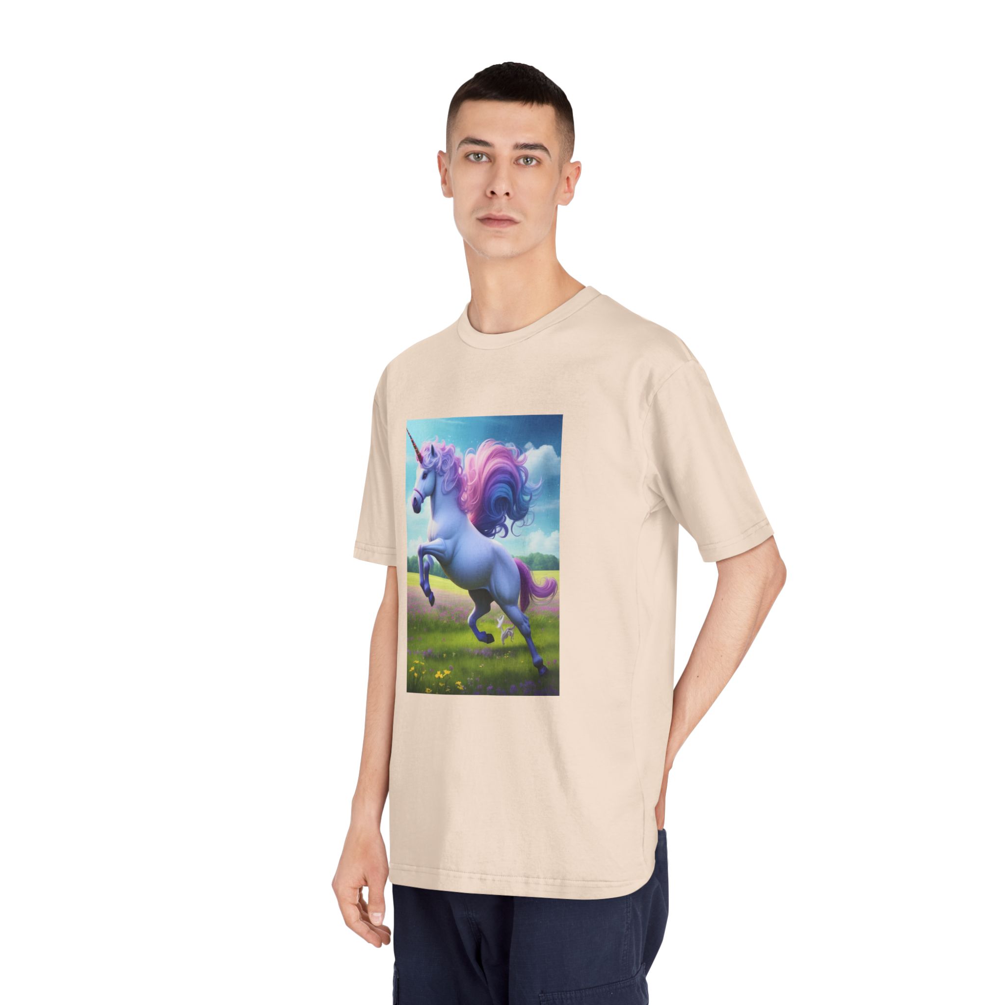 Beautiful Unicorn Running Magical Meadow Unicorn Background Images Whimsical Unicorn (37) Unisex Classic Crewneck T Shirt - Image 12