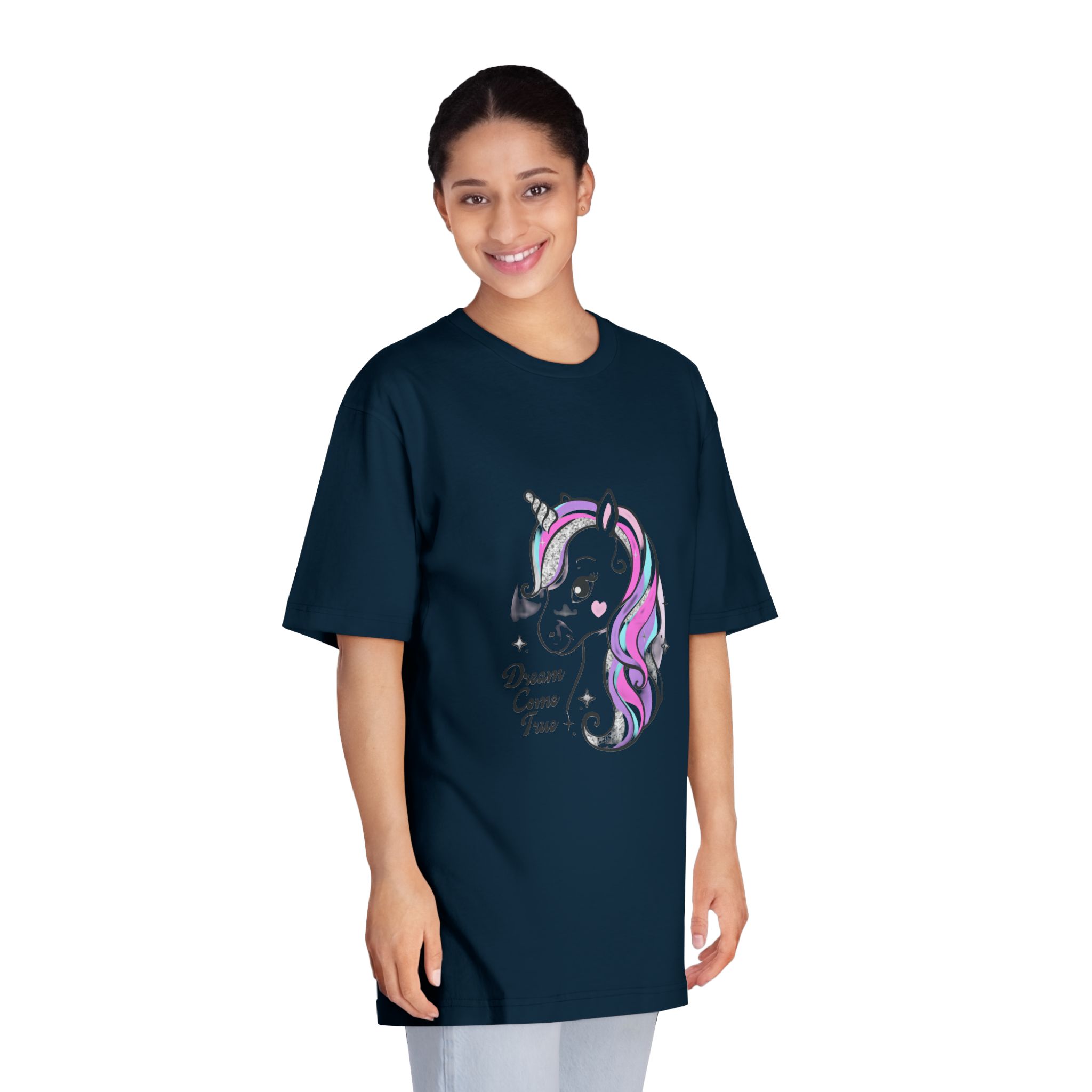 Art Beautiful Little Unicorn On A White Background Sequins Print For Clothes and T Shirts Vector Illustration Cartoon Unisex Classic Crewneck T Shirt - Image 19