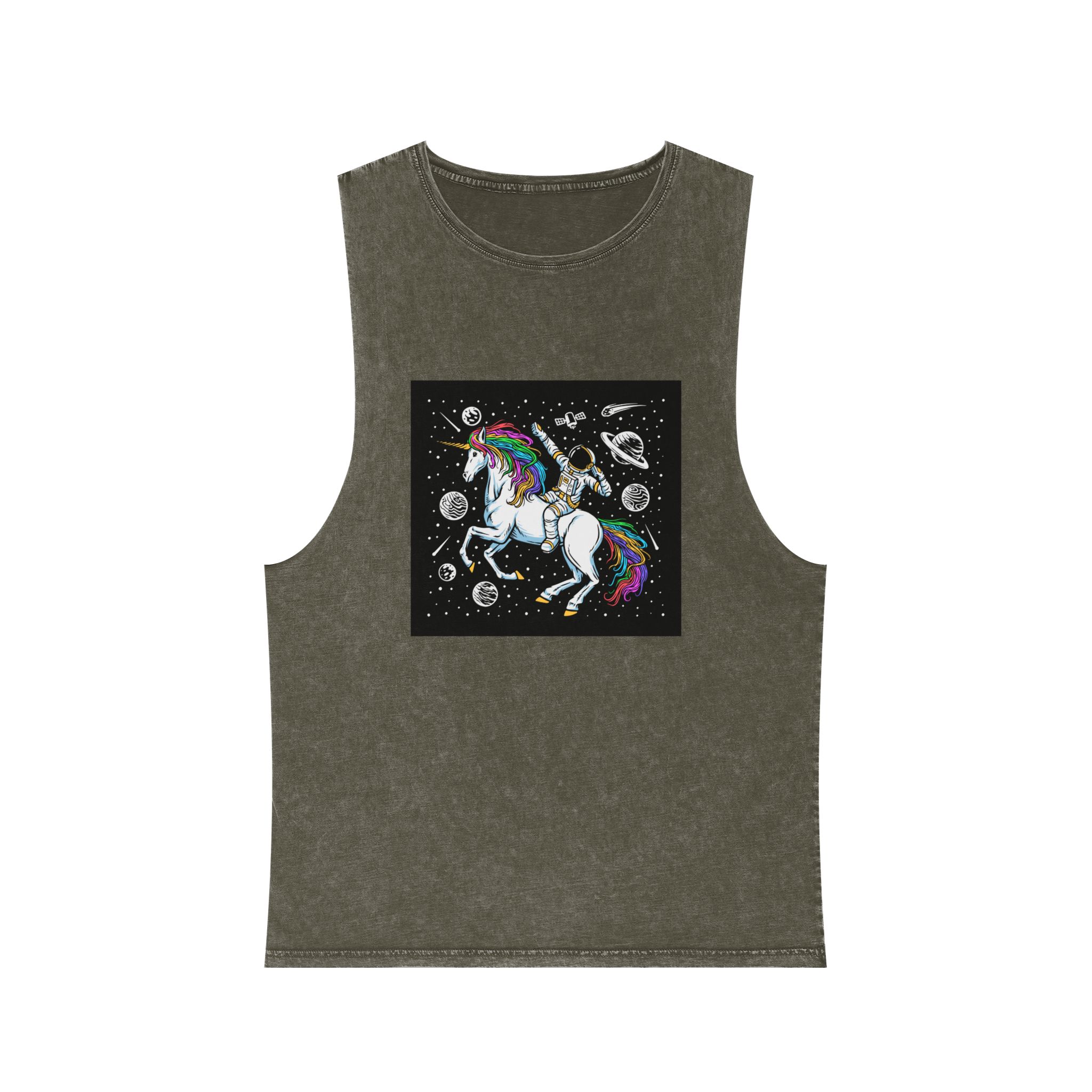 Astronaut Unicorn Unisex Stonewash Tank Top - Image 5