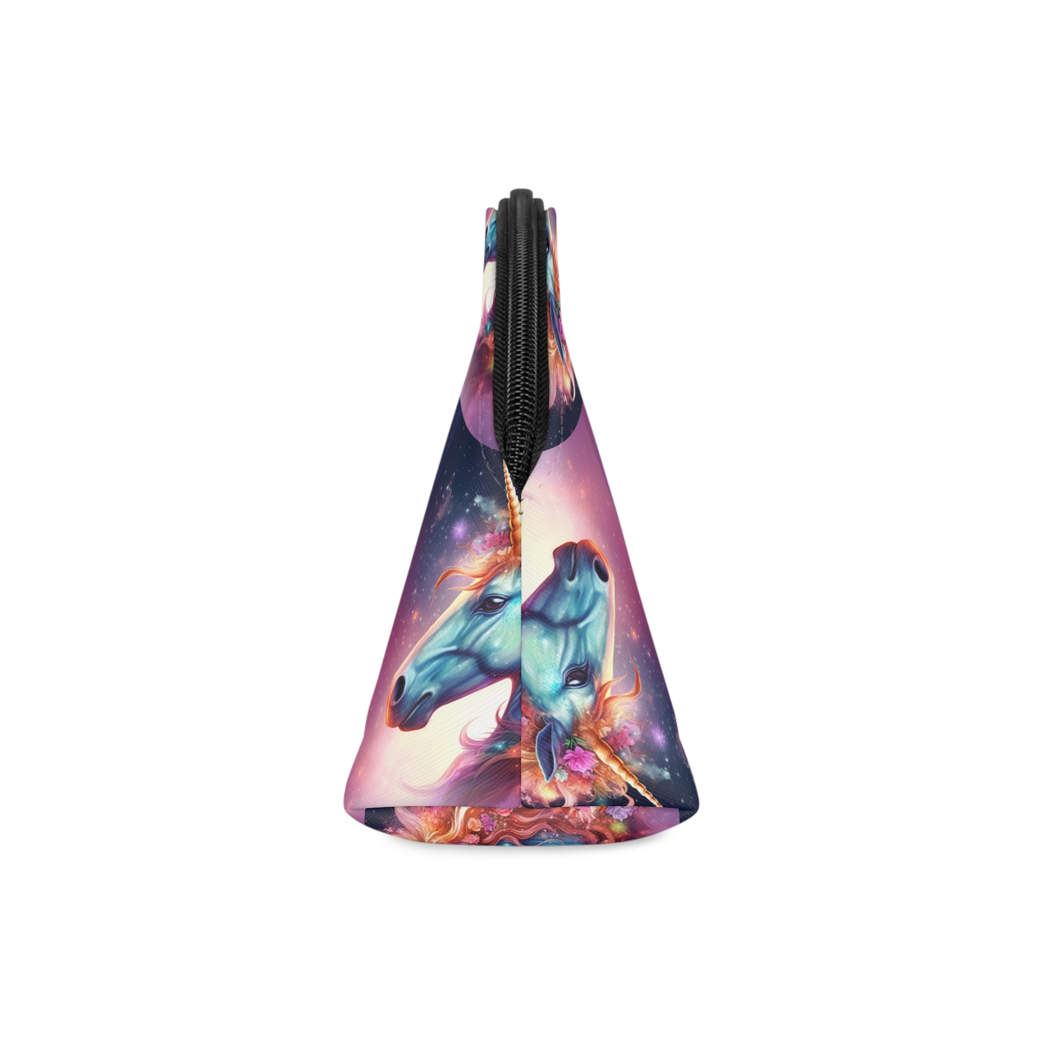 Unicorn With Flowers Its Mane Star Background Generative Ai Makeup Bag - Image 4