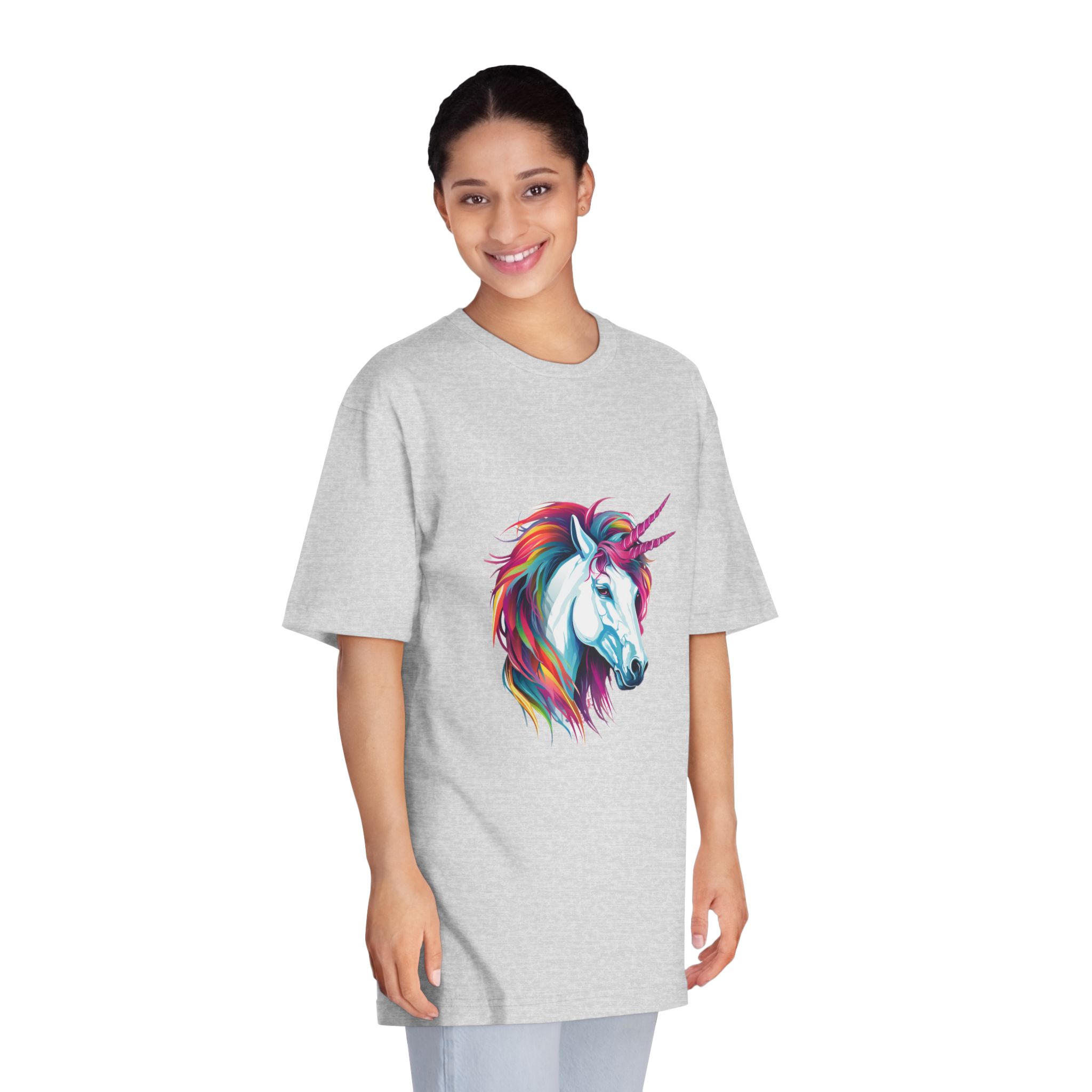 Close Up Unicorns Head With Colorful Mane Generative Ai Copy Unisex Classic Crewneck T Shirt - Image 15