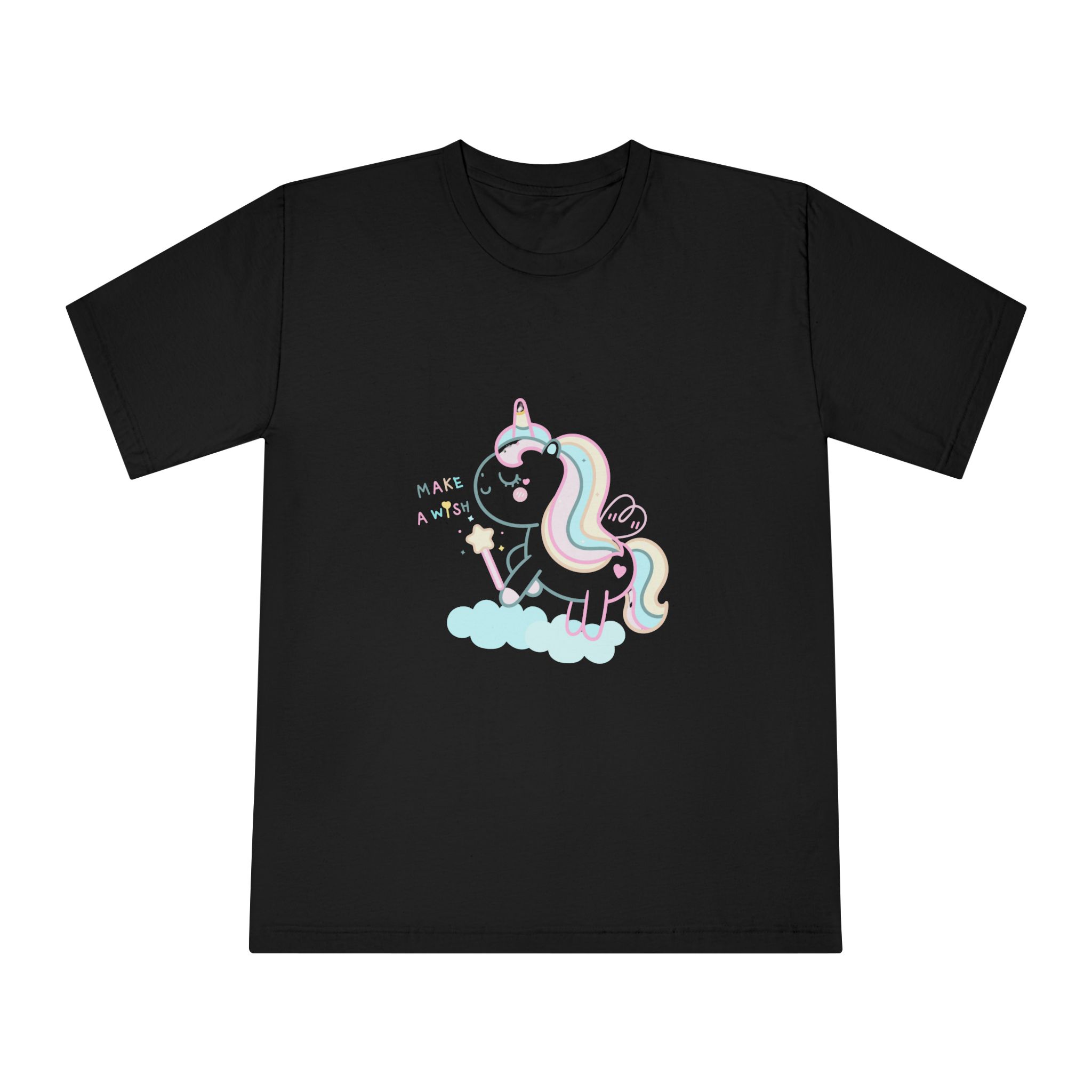 Cute Unicorn Pastel Holding Magic Wand Unisex Classic Crewneck T Shirt - Image 5