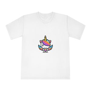 Cute Unicorn Hugging Colorful Heart Unisex Classic Crewneck T Shirt