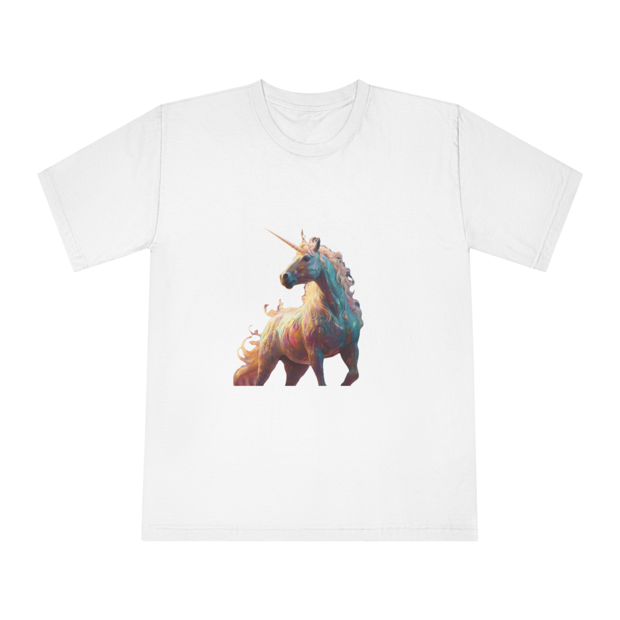 Unicorn With Long Mane Colorful Mane Standing Hill Generative Ai Unisex Classic Crewneck T Shirt