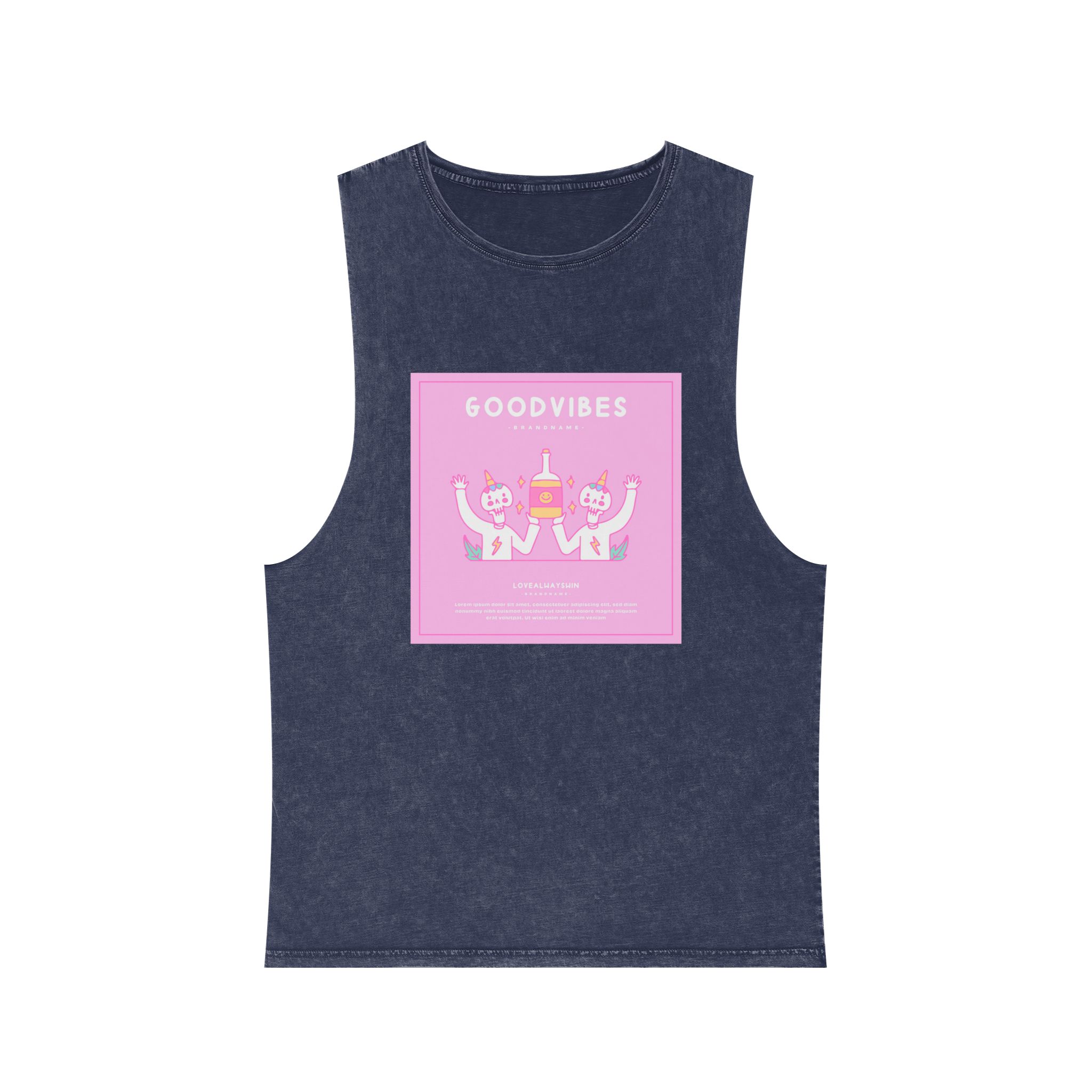 Cute Unicorn Skulls Holding Beer Bottle Illustration T Shirt Poster Unisex Stonewash Tank Top - Image 13