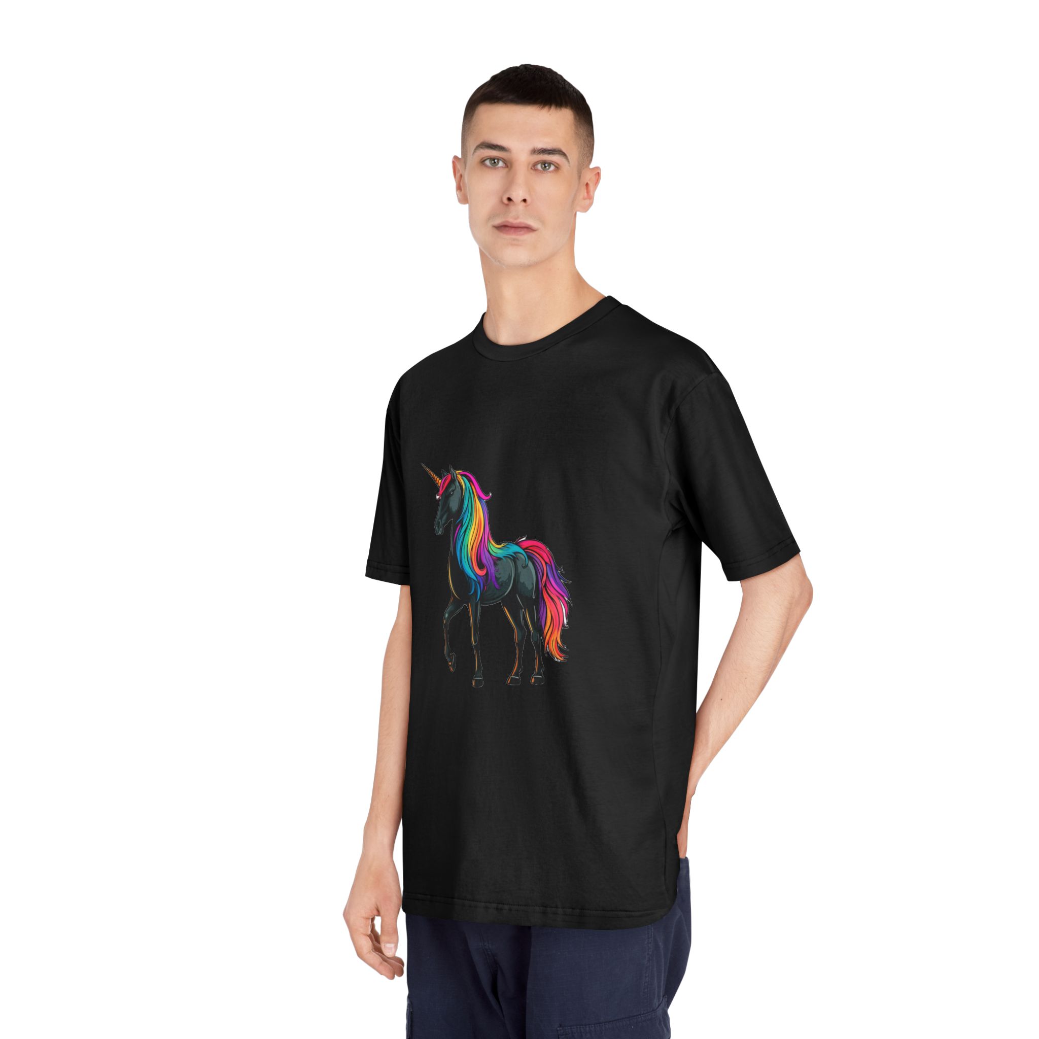 Cartoon Unicorn With Rainbow Mane Horn Generative Ai Unisex Classic Crewneck T Shirt - Image 8