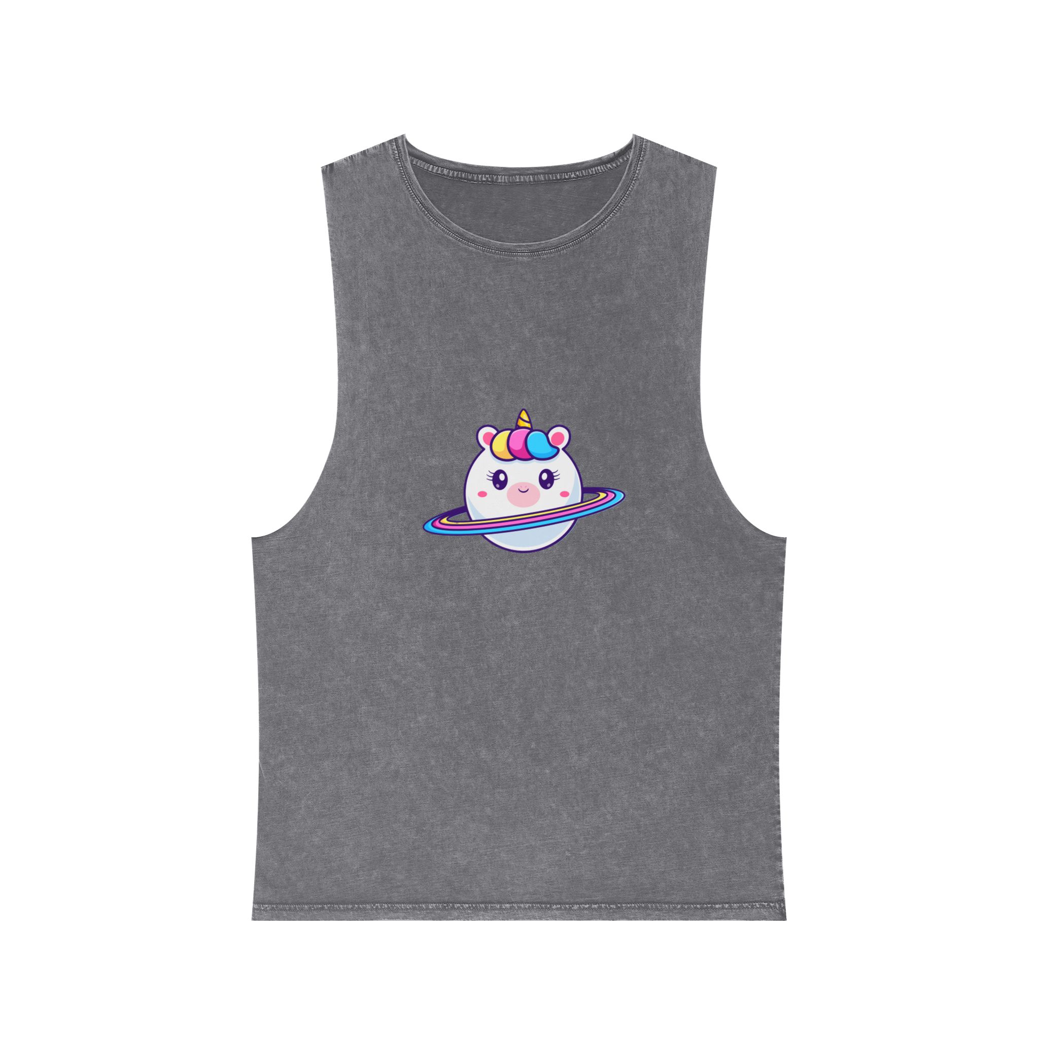 Cute Unicorn Planet Unisex Stonewash Tank Top - Image 9
