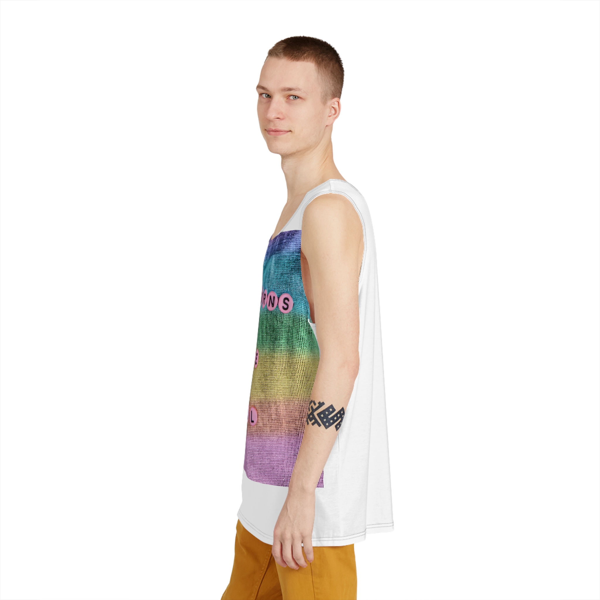 Pink Unicorns Are Real Beads Message Typography Mens Tank Aop