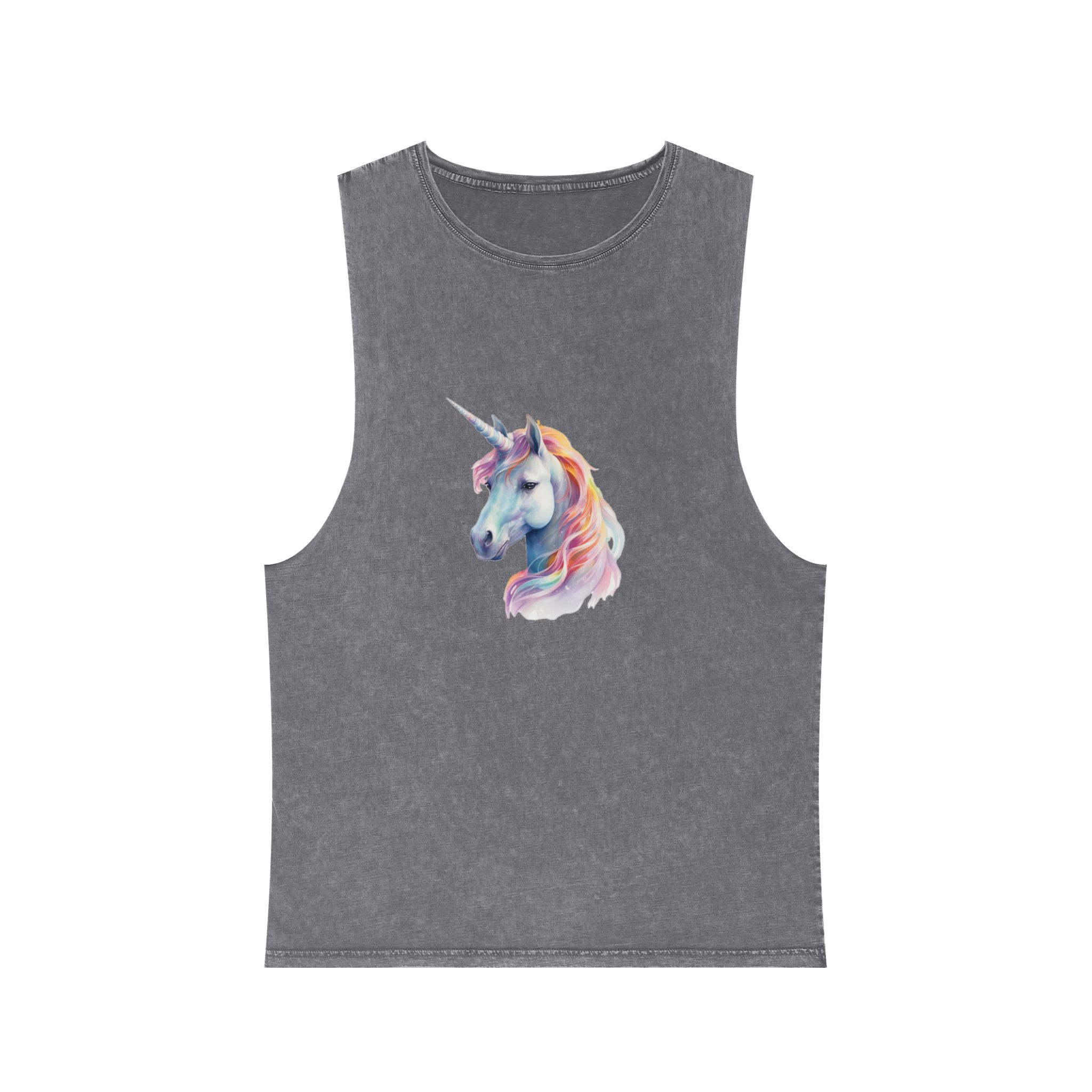 Painting Unicorn With Long Mane Colorful Mane Generative Ai (3) Unisex Stonewash Tank Top - Image 9