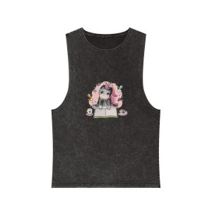 Cute Unicorn Unisex Stonewash Tank Top