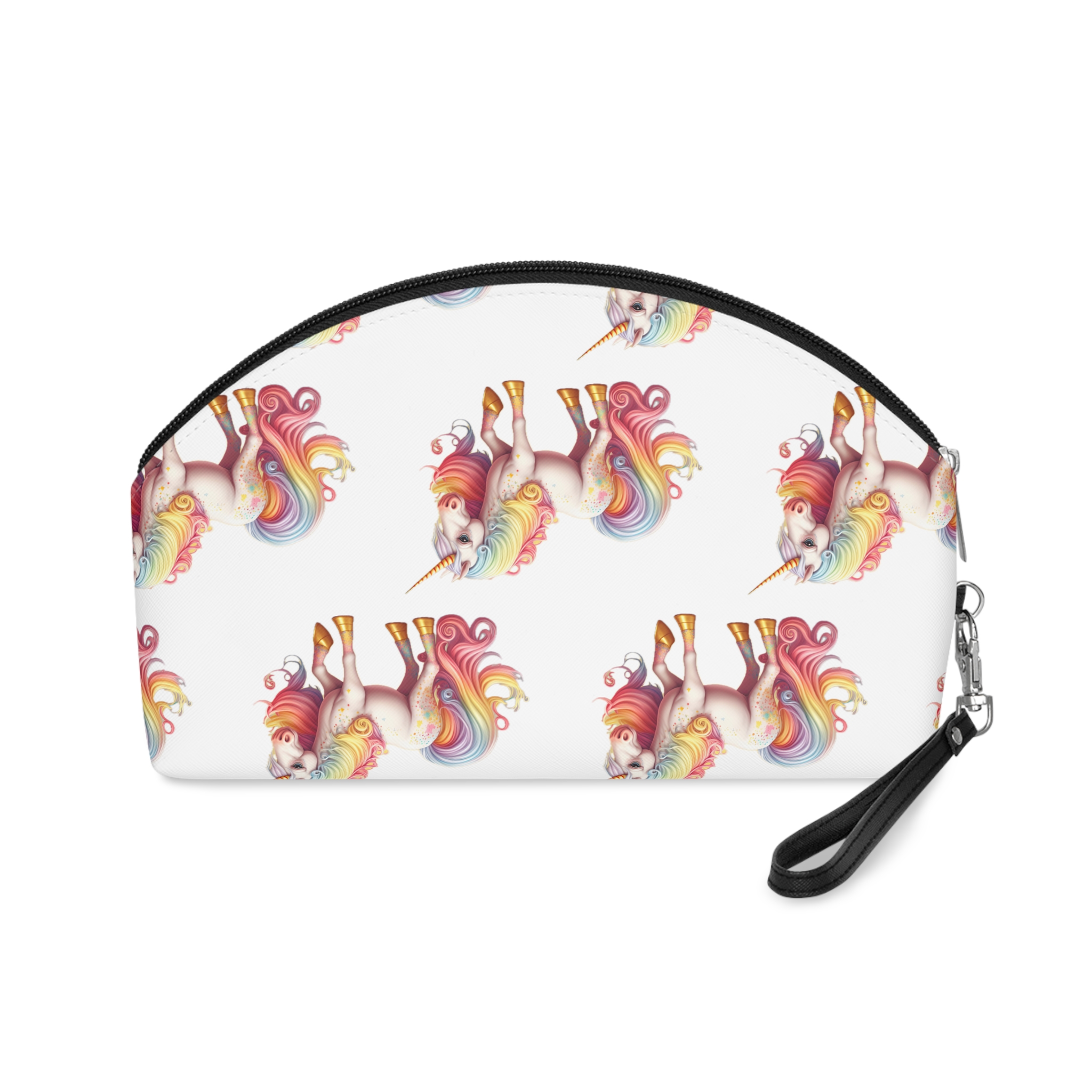 Cute Rainbow Unicorn Rainbow Colors Hair Fantasy Magic Unicorn Generative Ai Makeup Bag - Image 2