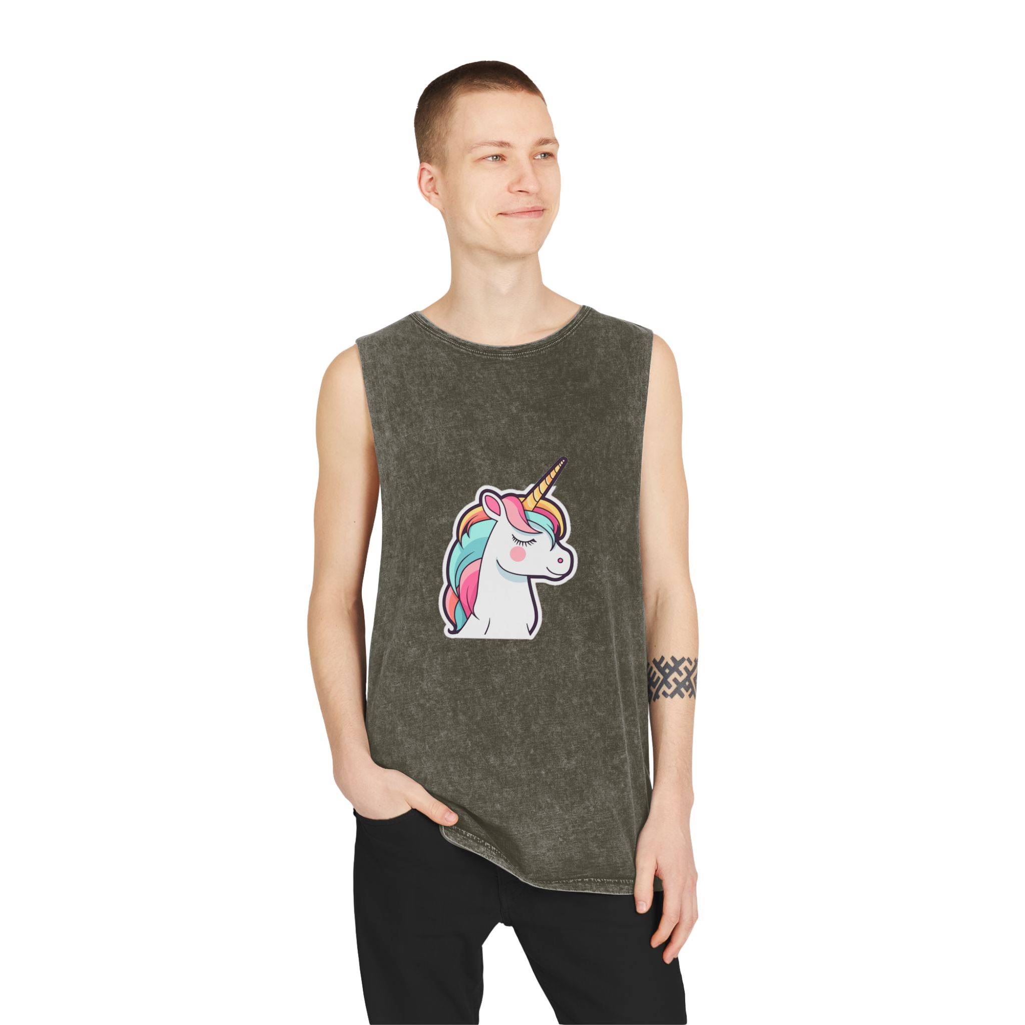 Unicorn Copy Unisex Stonewash Tank Top - Image 7