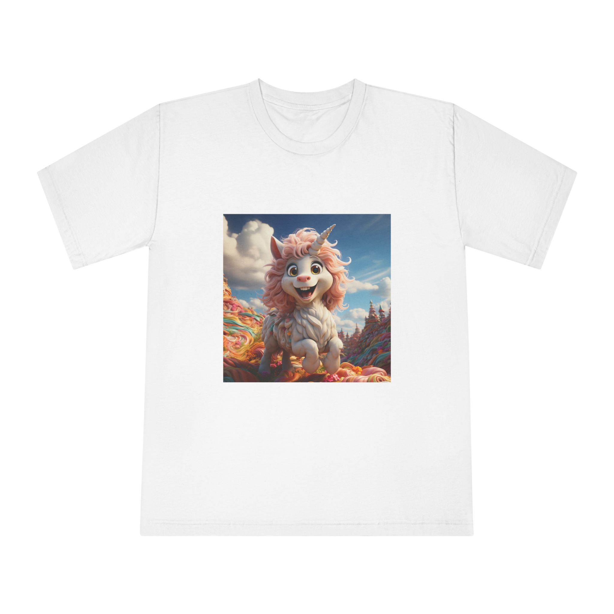 There Is Cartoon Unicorn That Is Standing Field Candy Generative Ai Unisex Classic Crewneck T Shirt