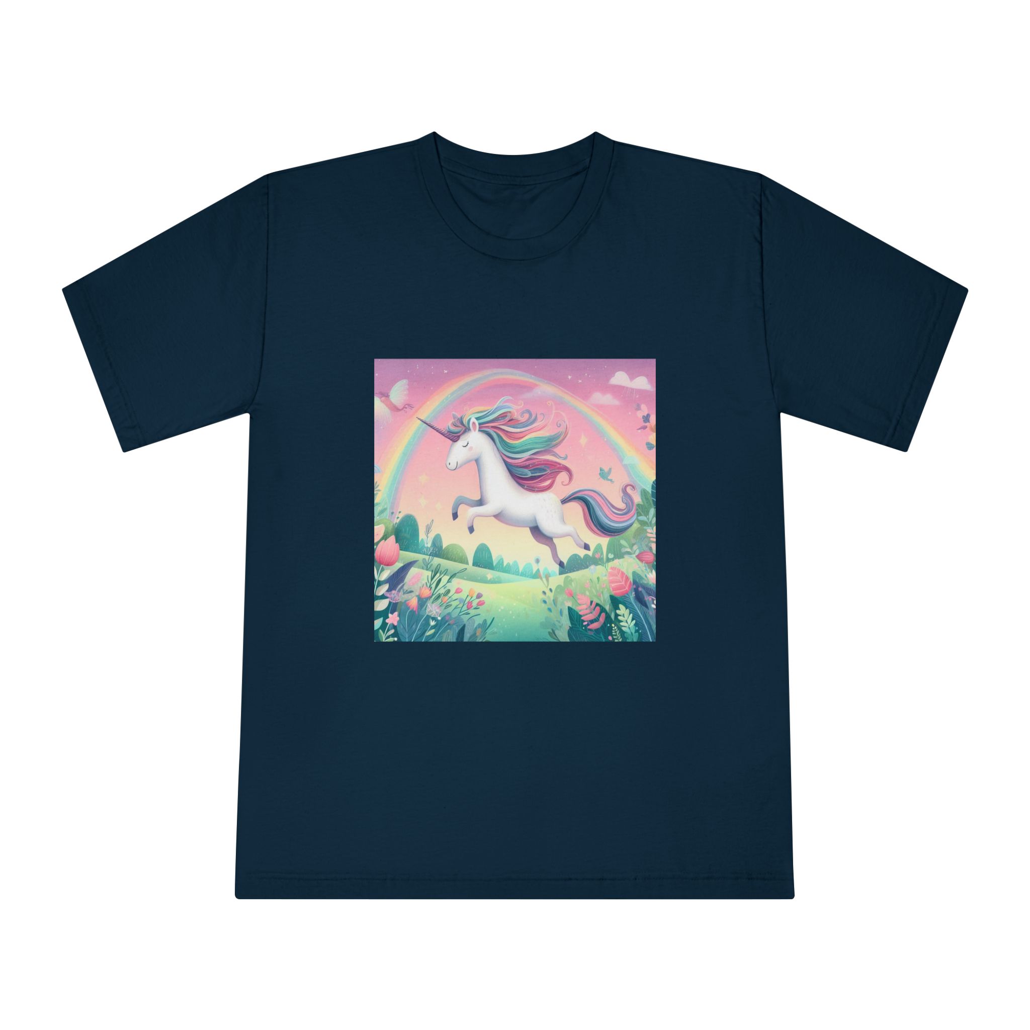 Beautiful Unicorn Running Magical Meadow Unicorn Background Images Whimsical Unicorn (9) Unisex Classic Crewneck T Shirt - Image 17