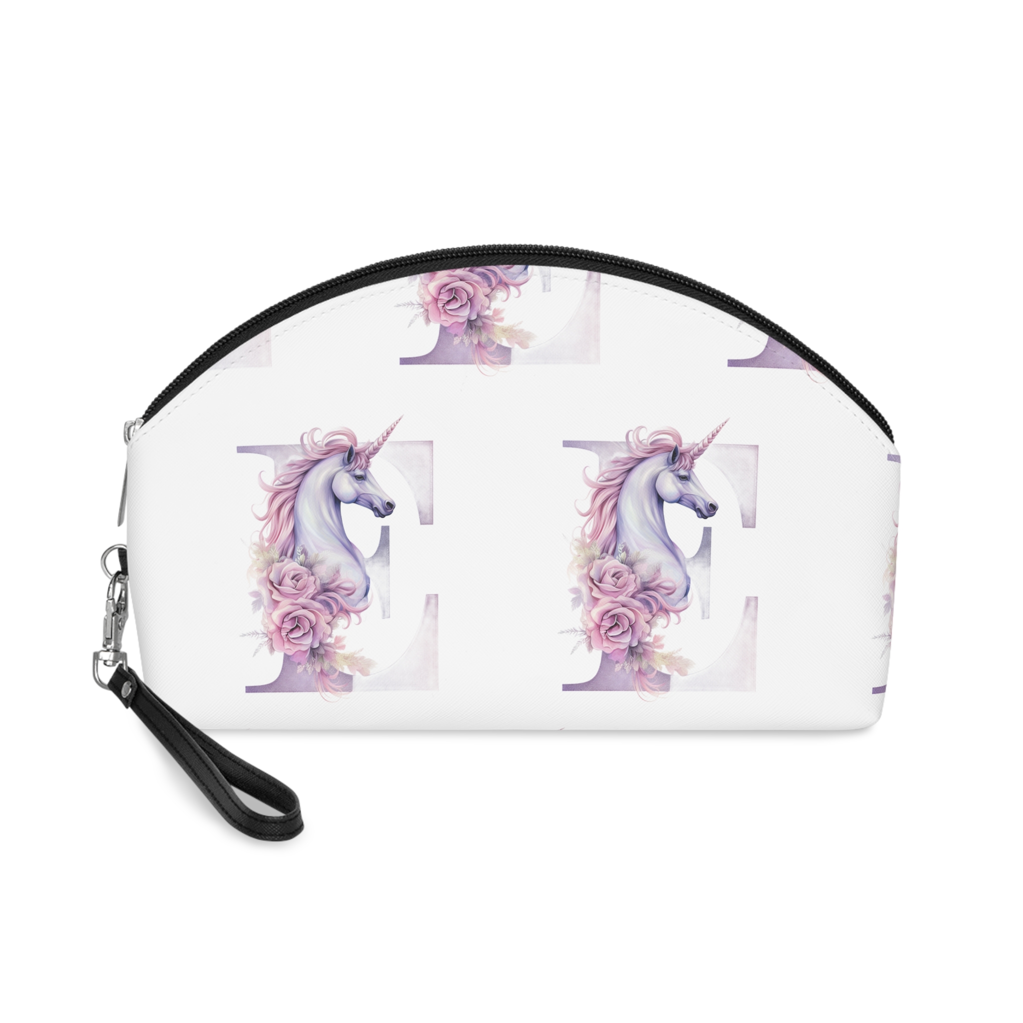 There Is Unicorn With Long Mane Flowers It Generative Ai (1) Makeup Bag