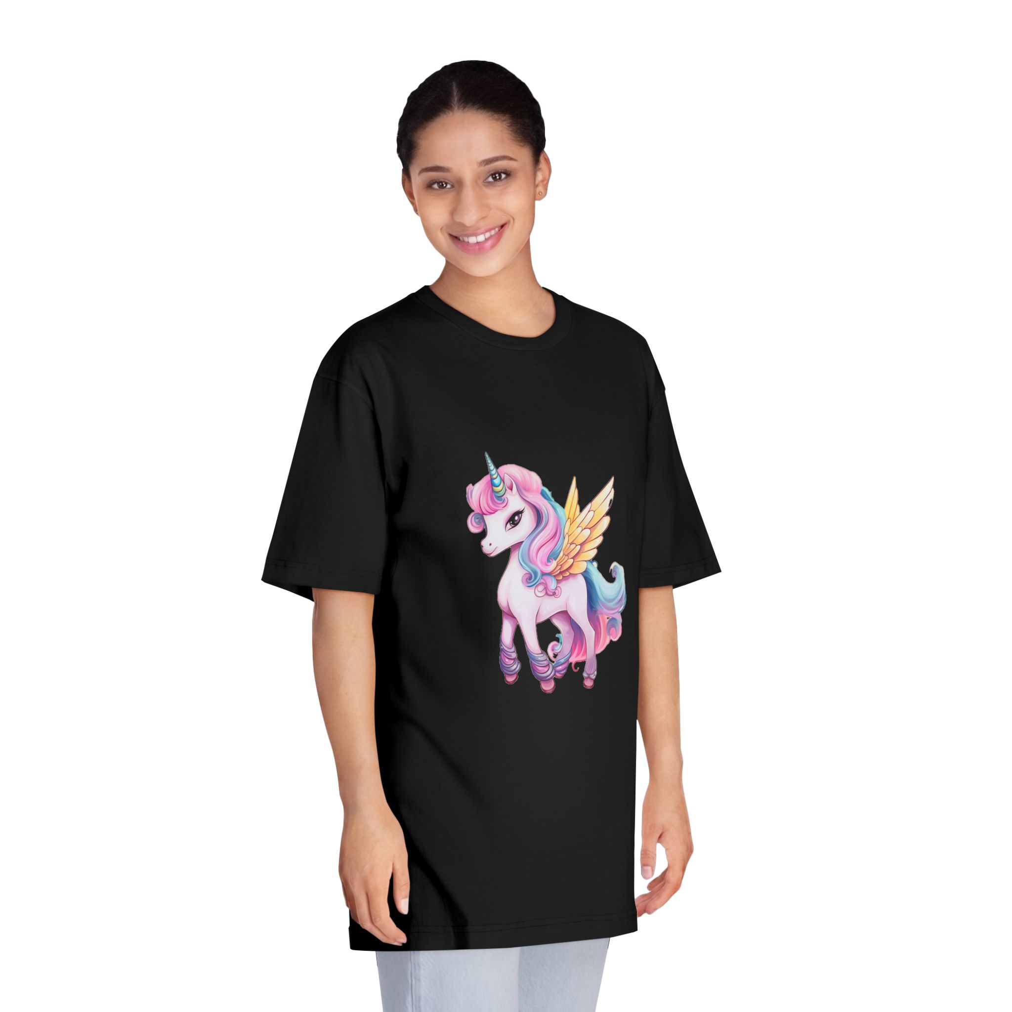 There Is Cartoon Unicorn With Pink Mane Blue Tail Generative Ai Unisex Classic Crewneck T Shirt - Image 7