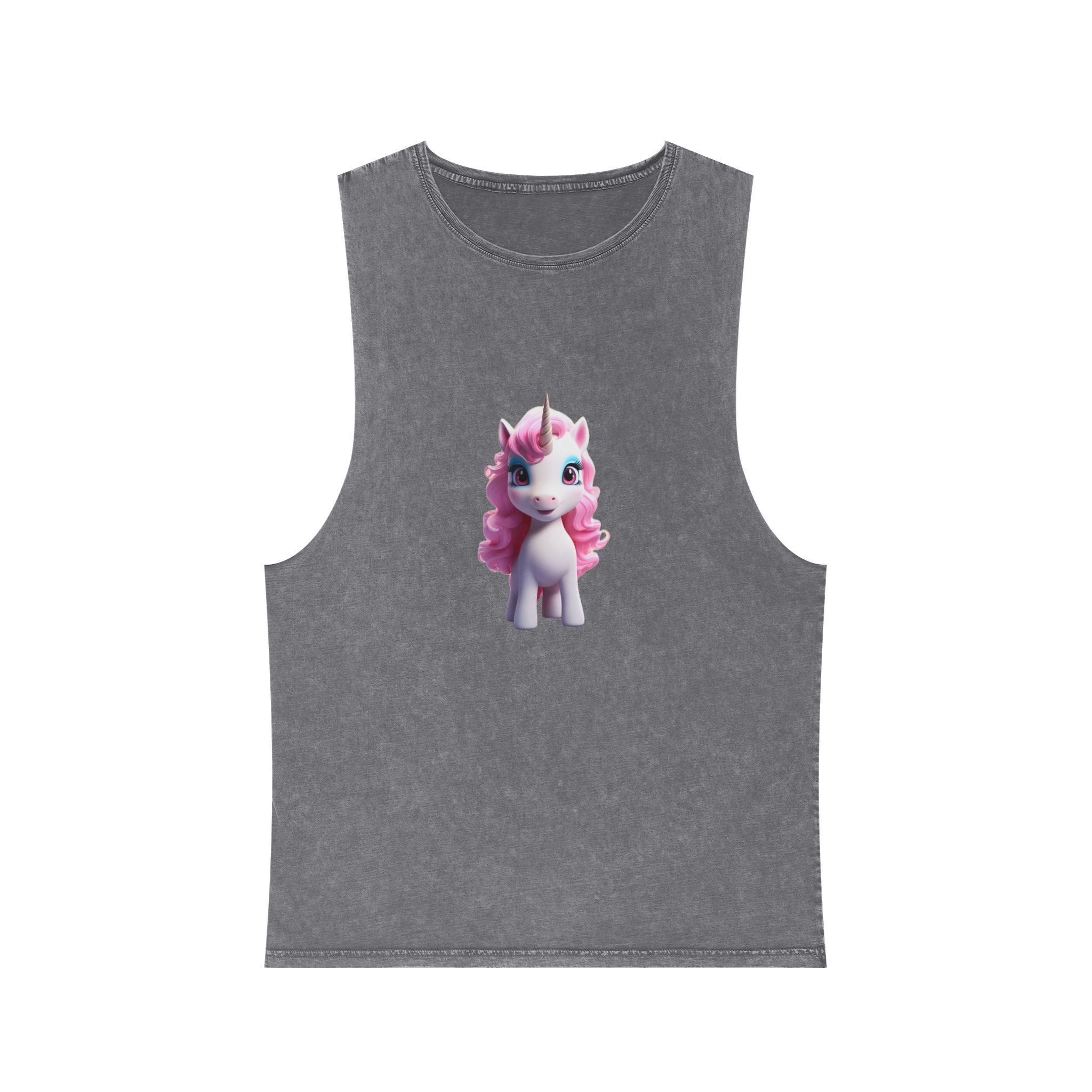 Colorful Cartoon Animated 3d Unicorn Children (11) Unisex Stonewash Tank Top - Image 9