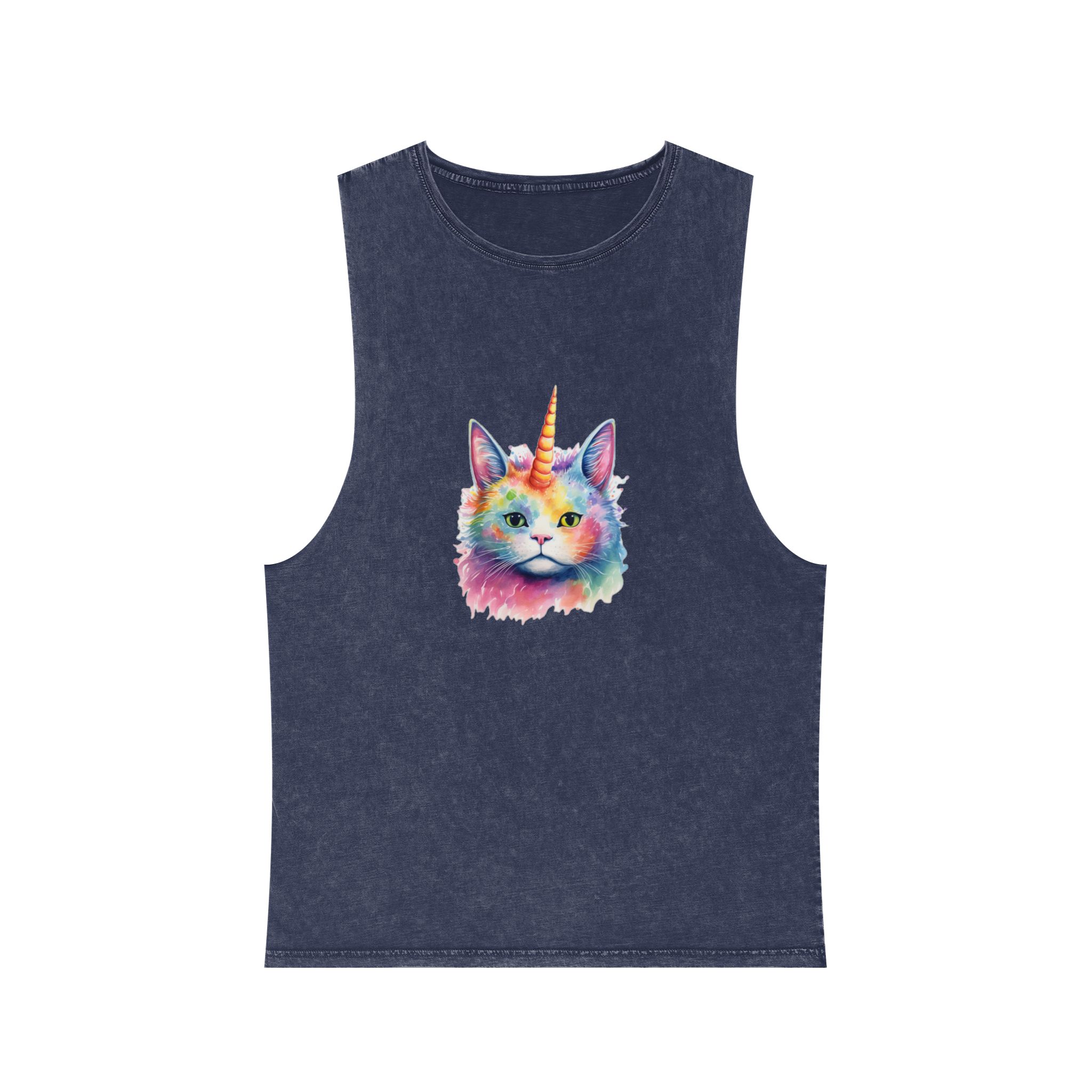 There Is Cat With Unicorn Horn Its Head Generative Ai Unisex Stonewash Tank Top - Image 13