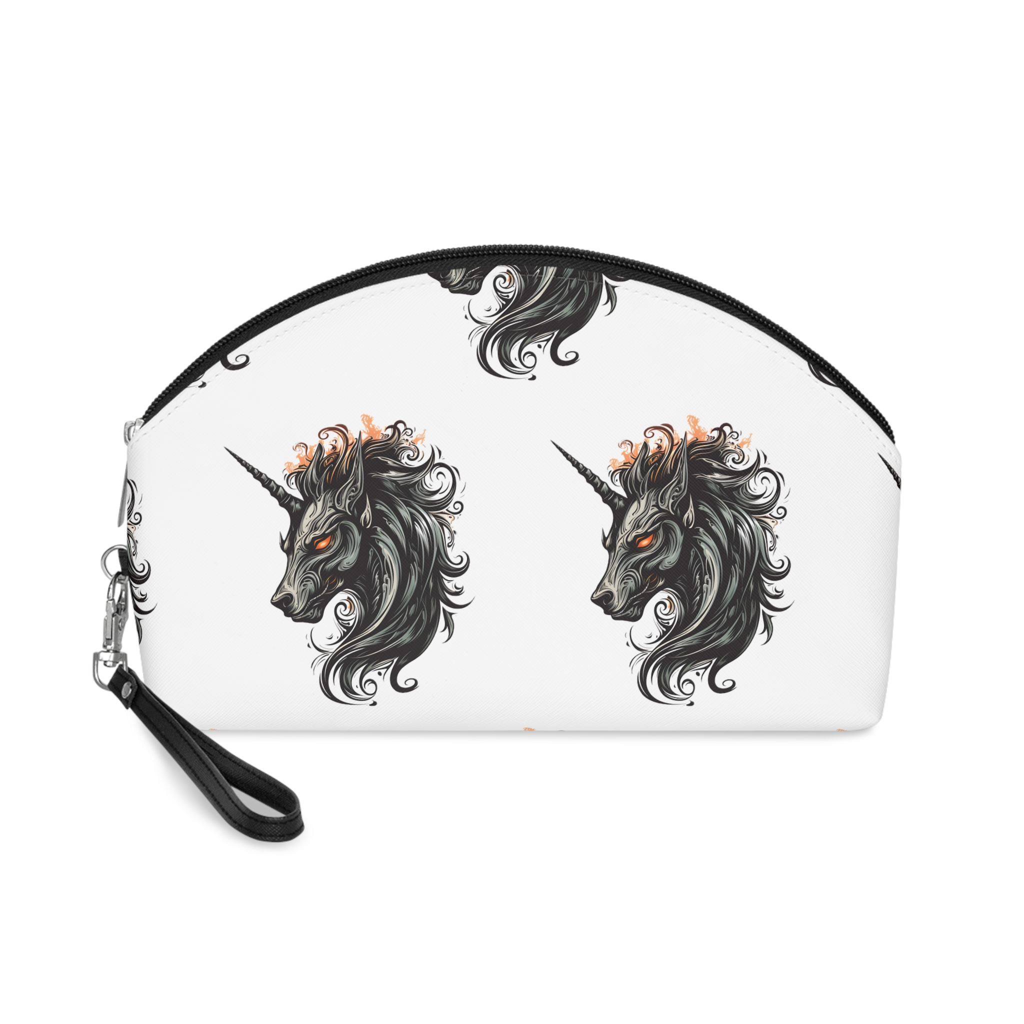 Unicorn Head Tshirt Tattoo Design Dark Art Illustration Isolated White Makeup Bag