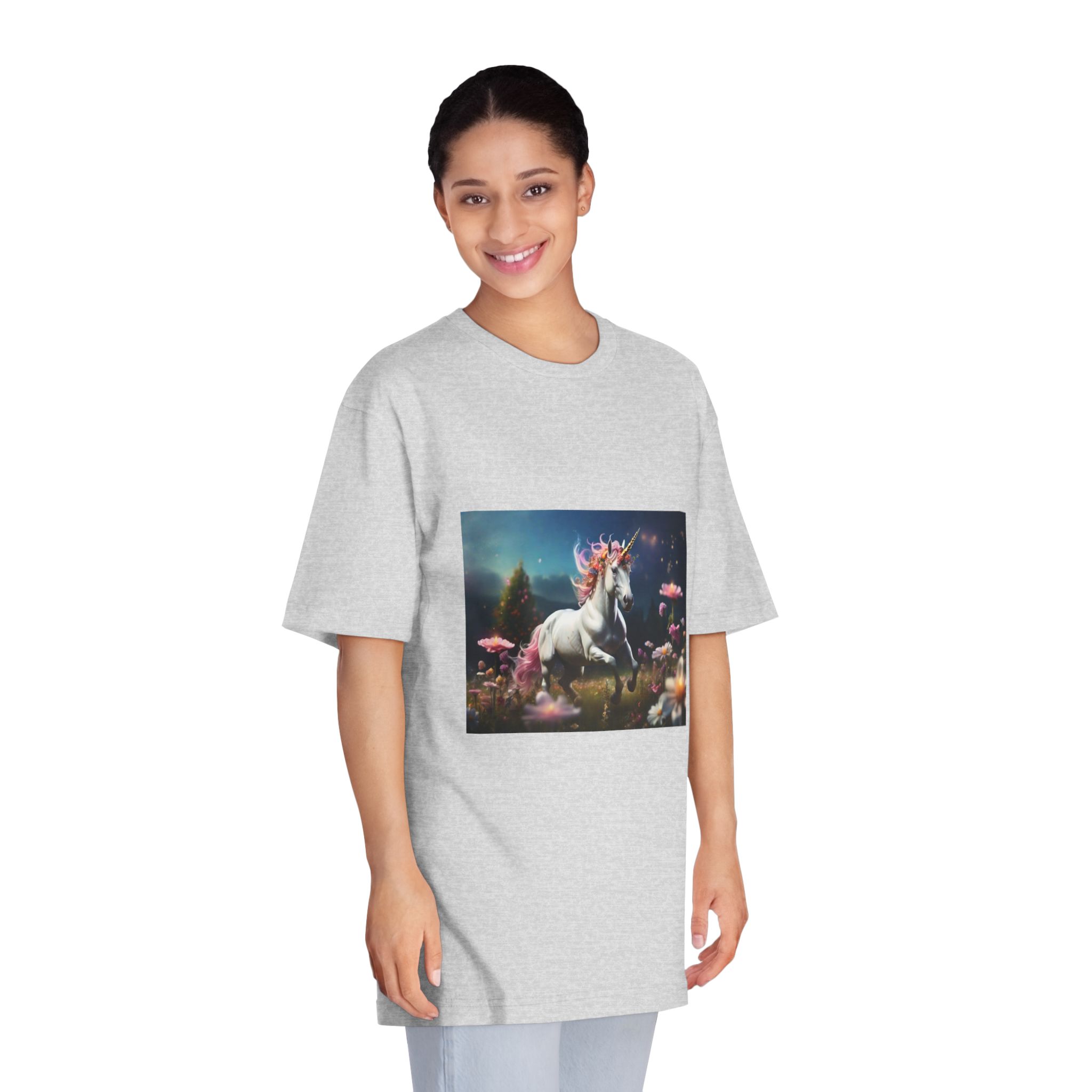 Beautiful Unicorn Running Magical Meadow Unicorn Background Images Whimsical Unicorn (23) Unisex Classic Crewneck T Shirt - Image 15