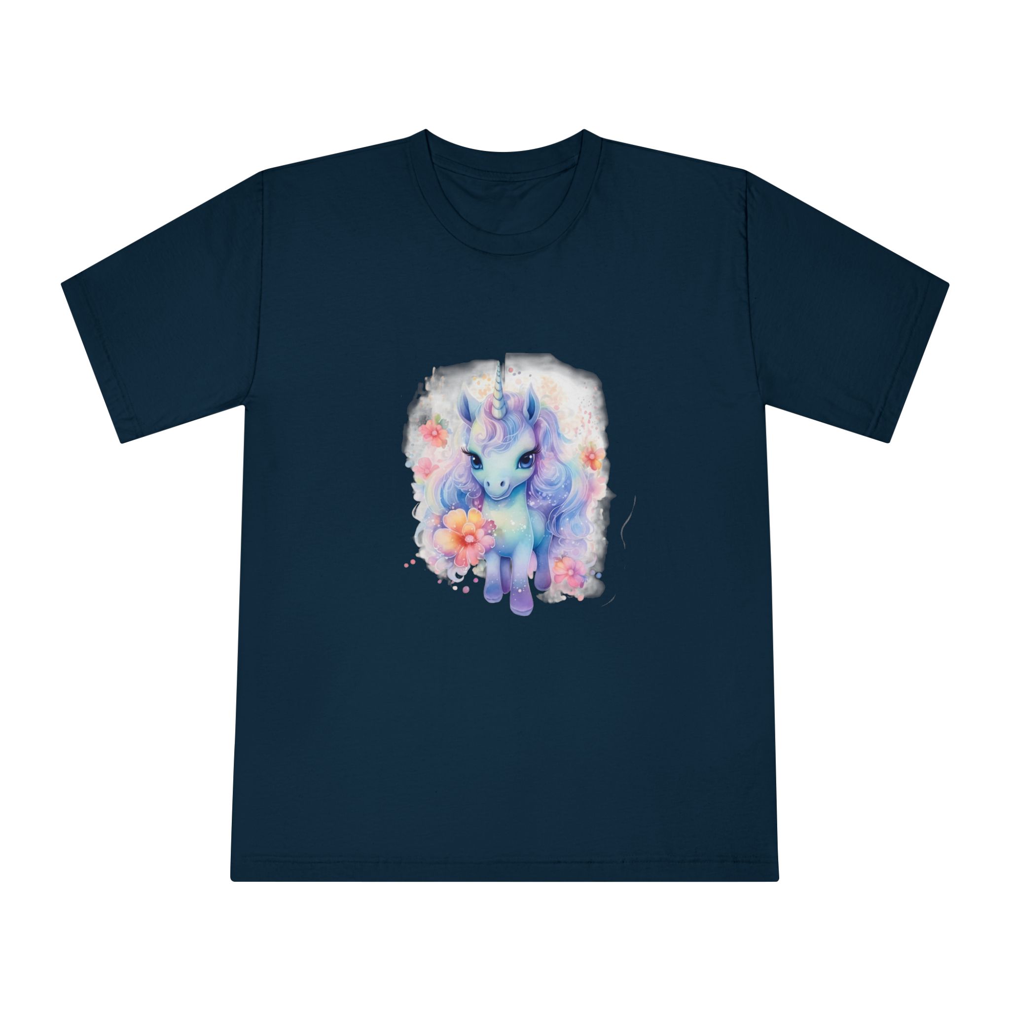 Cute Colorful Magic Unicorn With Flowers Watercolor Style Copia Unisex Classic Crewneck T Shirt - Image 17