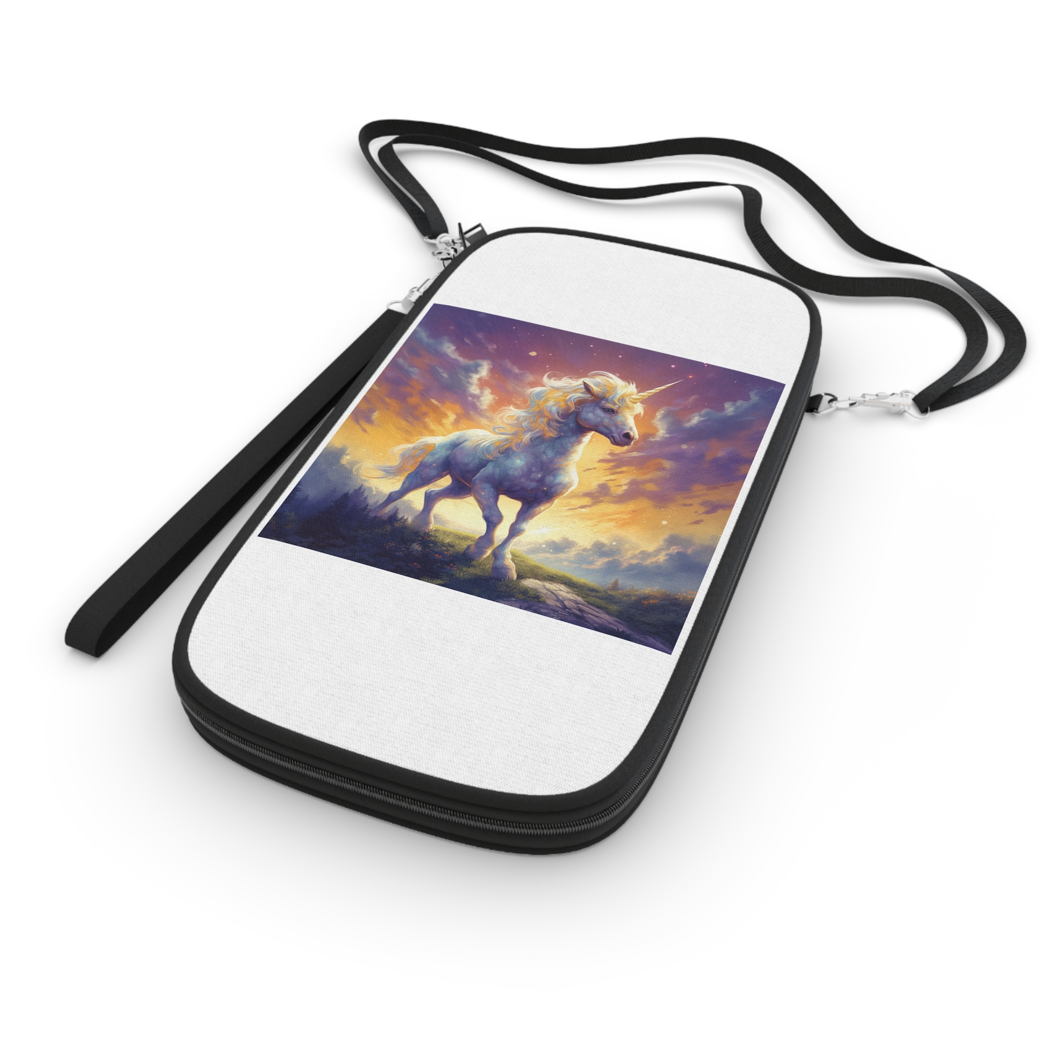 Painting Unicorn Standing Hill With Sunset Background Generative Ai (1) Passport Wallet - Image 3