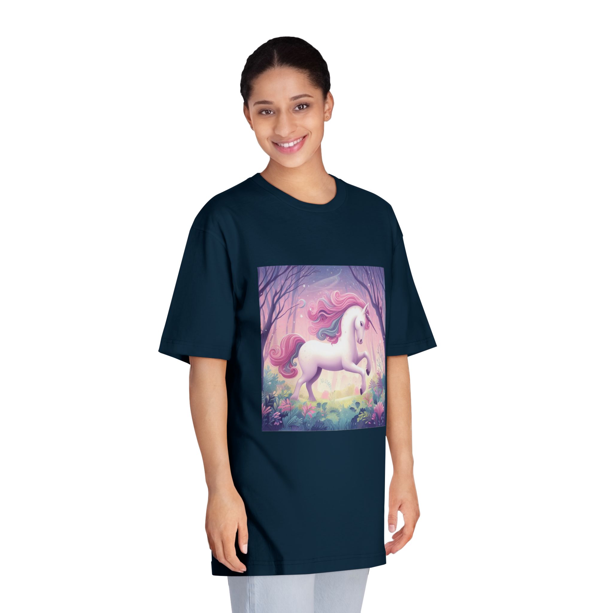 Beautiful Unicorn Running Magical Meadow Unicorn Background Images Whimsical Unicorn (25) Unisex Classic Crewneck T Shirt - Image 19