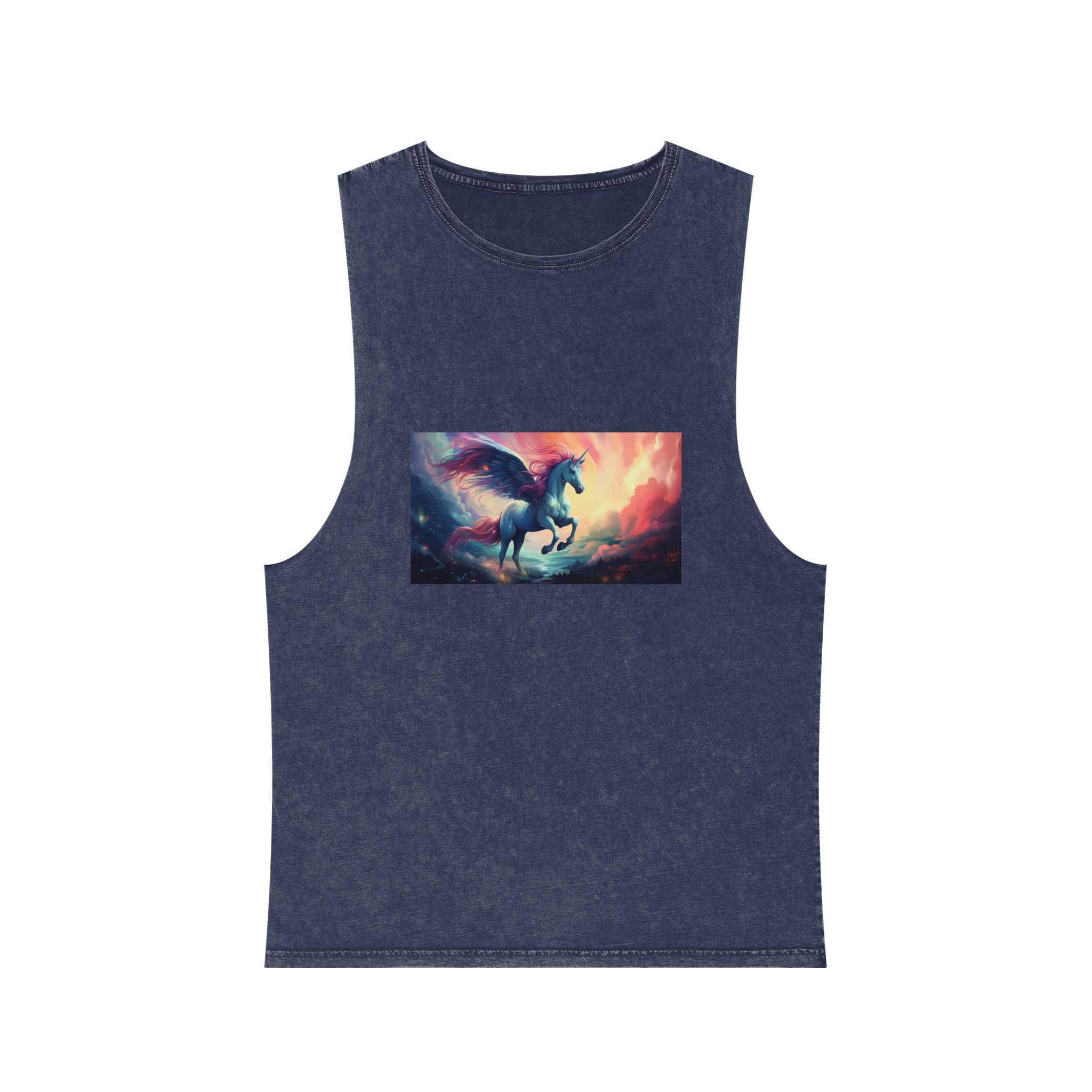 Painting Unicorn With Wings Flying Lake Generative Ai Unisex Stonewash Tank Top - Image 13