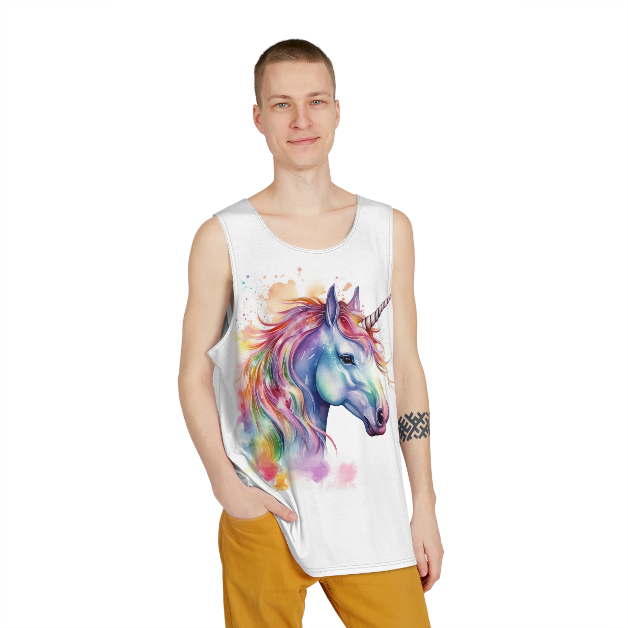 Coloful Unicorn Mens Tank Aop - Image 3