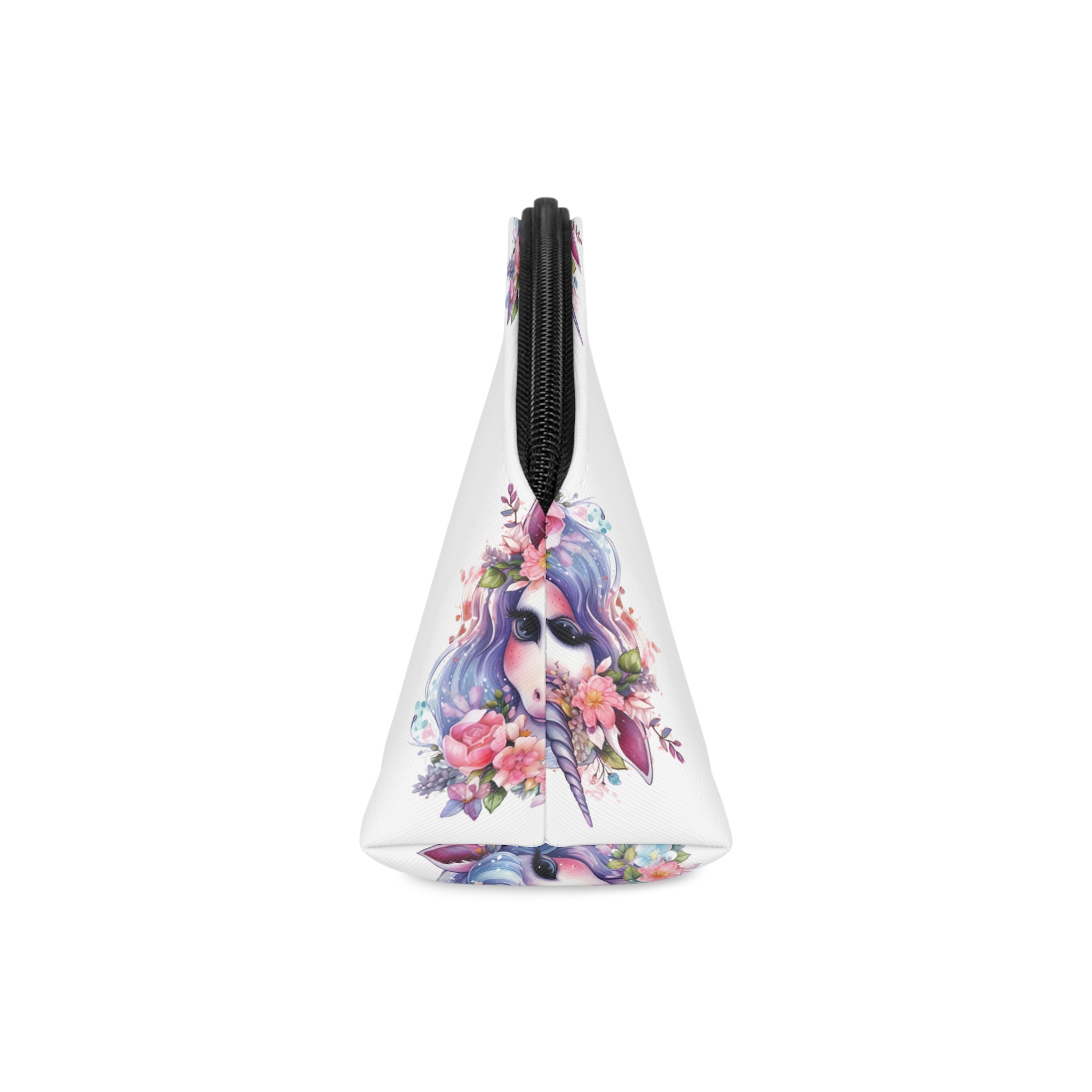Cute Colorful Magic Unicorn With Flowers Watercolor Style (1) Copy Makeup Bag - Image 4
