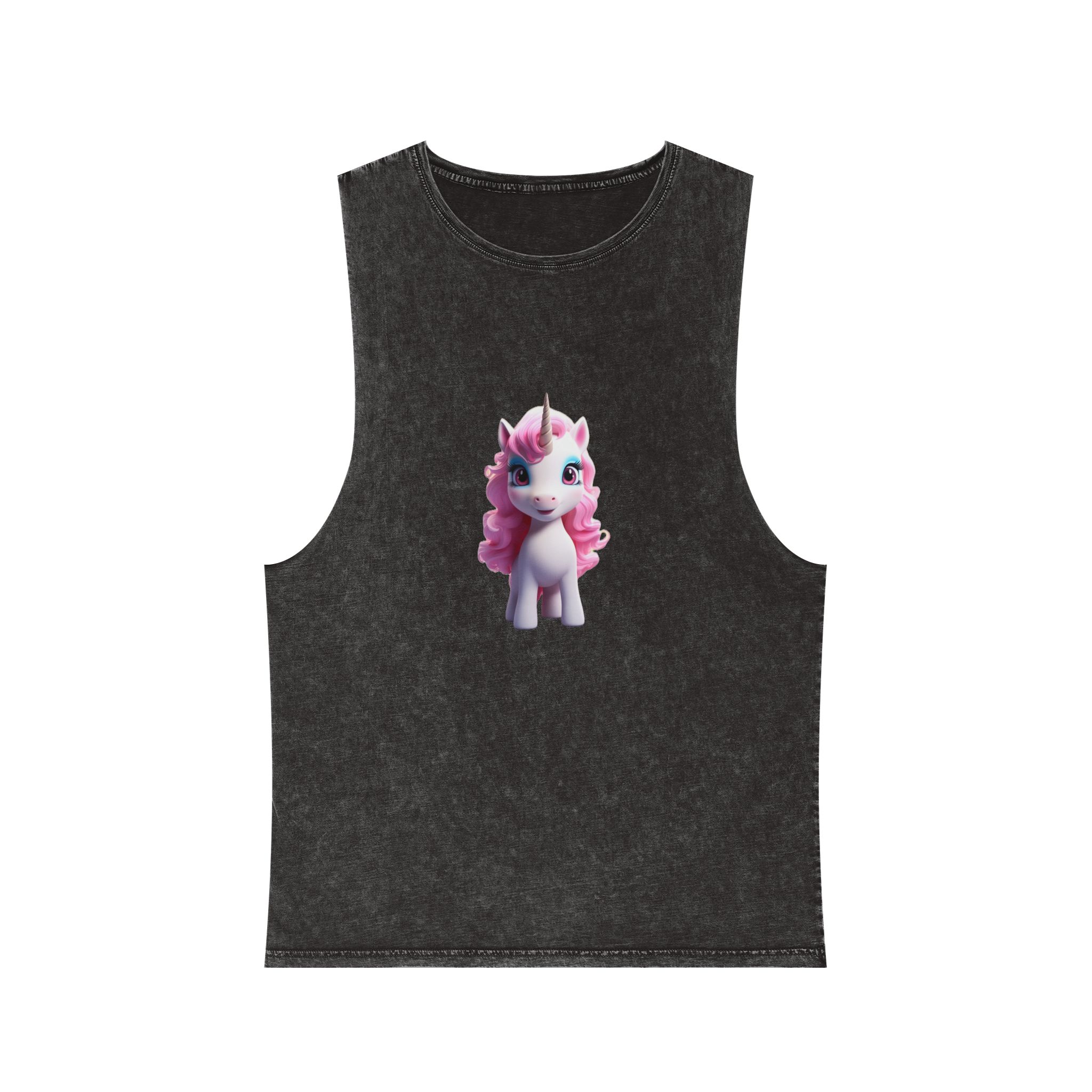 Colorful Cartoon Animated 3d Unicorn Children (11) Unisex Stonewash Tank Top