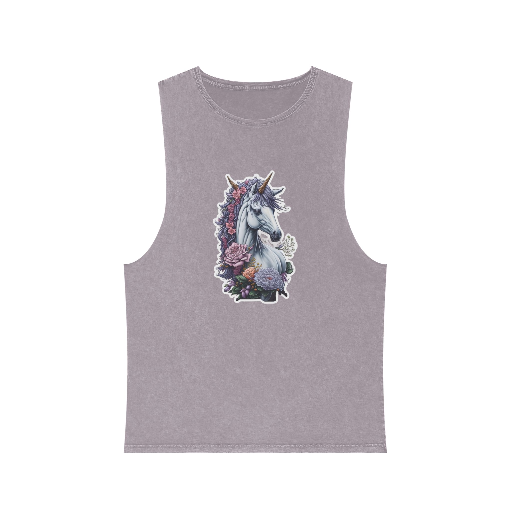 Unicorn Sticker Unisex Stonewash Tank Top - Image 17