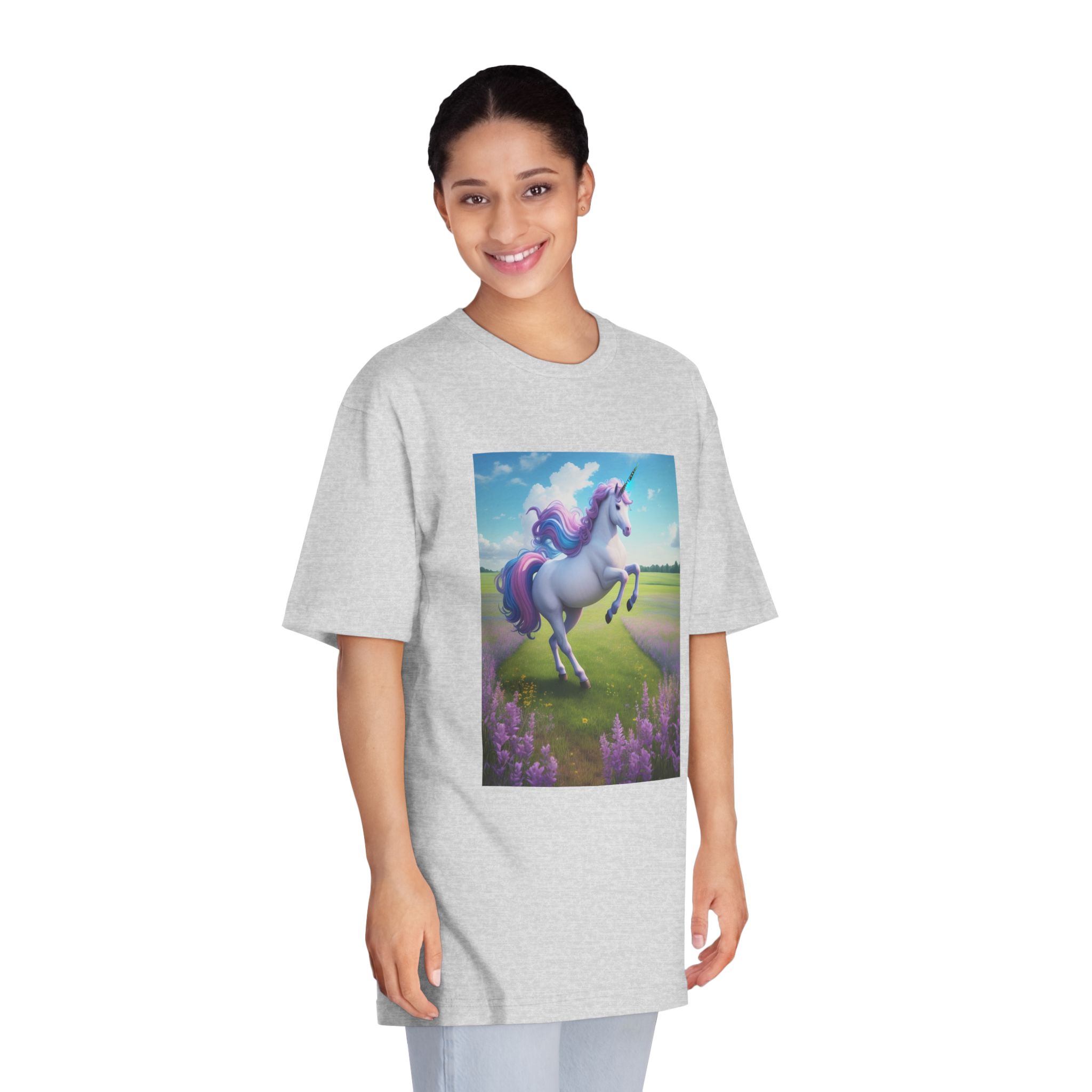 Beautiful Unicorn Running Magical Meadow Unicorn Background Images Whimsical Unicorn (72) Unisex Classic Crewneck T Shirt - Image 15