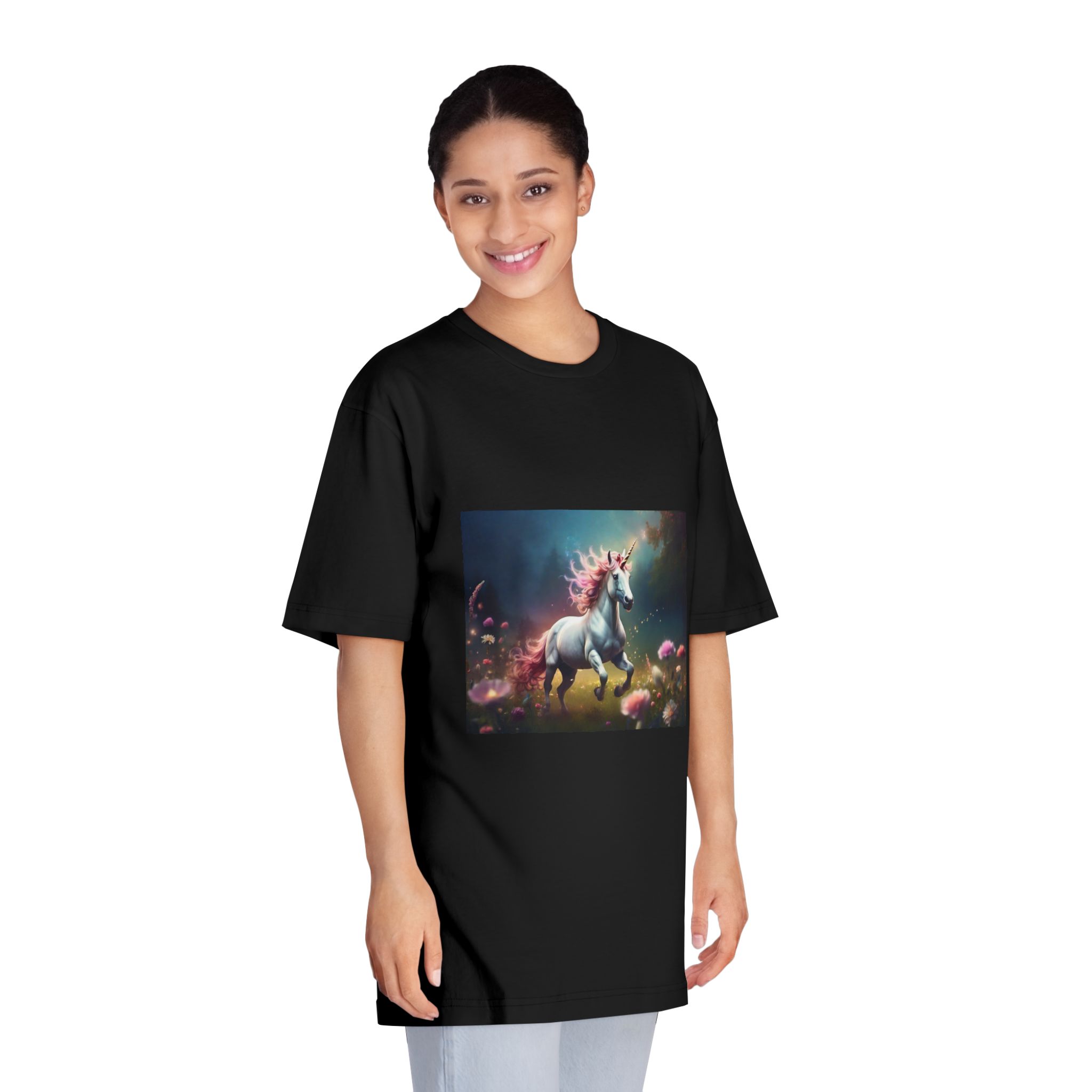 Beautiful Unicorn Running Magical Meadow Unicorn Background Images Whimsical Unicorn (22) Unisex Classic Crewneck T Shirt - Image 7