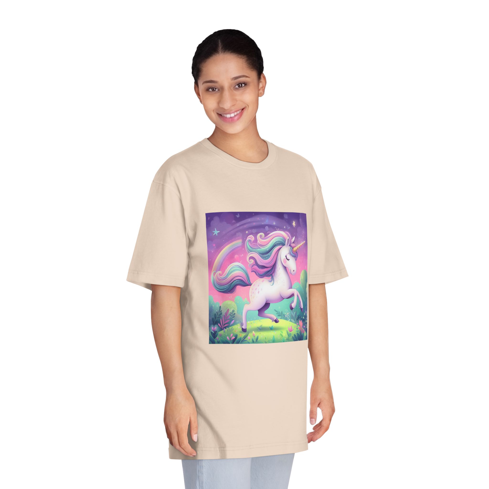 Beautiful Unicorn Running Magical Meadow Unicorn Background Images Whimsical Unicorn (12) Unisex Classic Crewneck T Shirt - Image 11