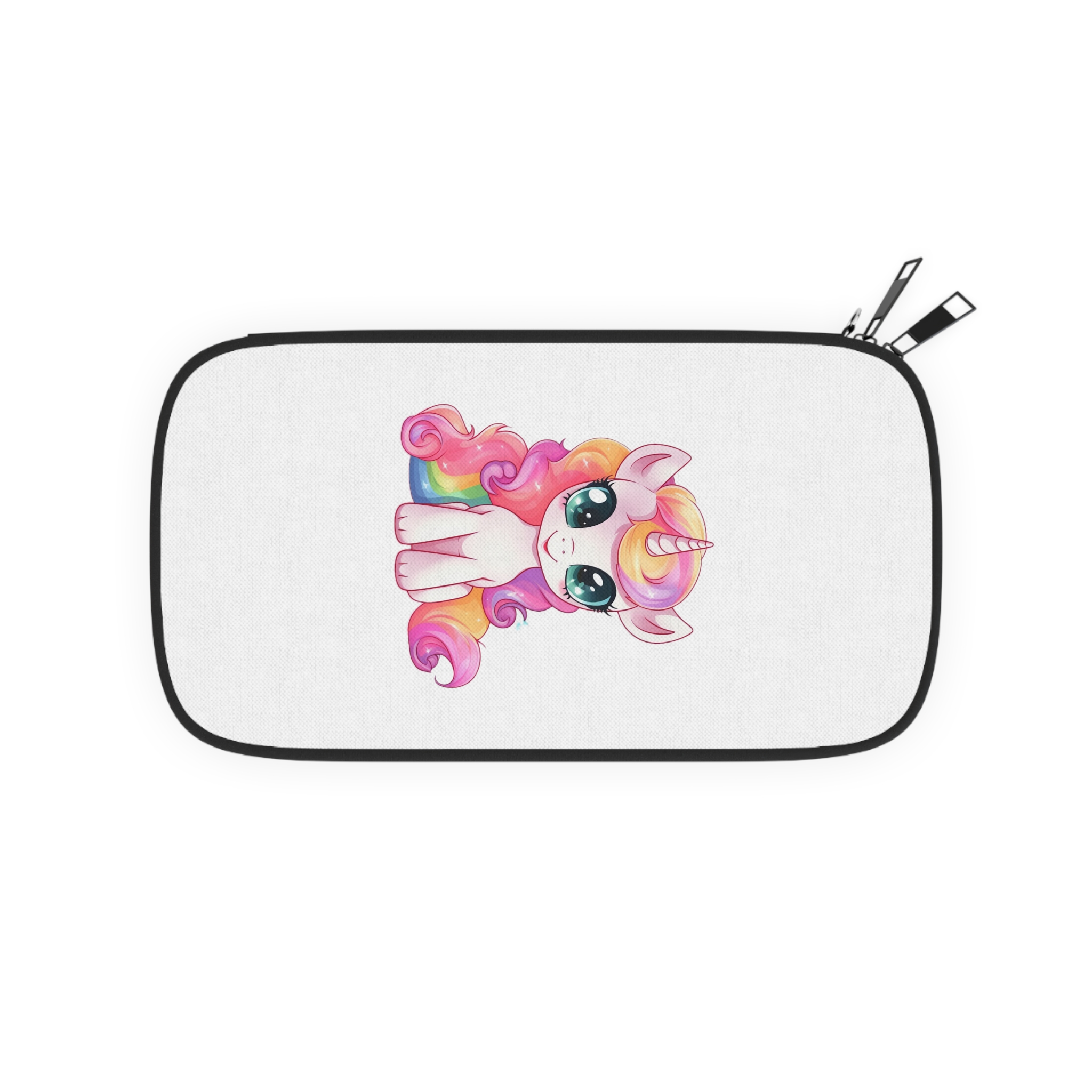 Cartoon Unicorn With Pink Hair Rainbow Mane Sitting Ground Generative Ai Passport Wallet