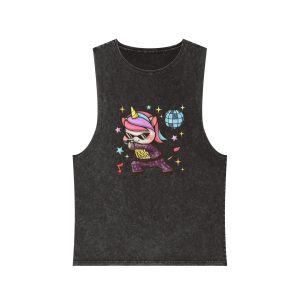 Dancing Unicorn Unisex Stonewash Tank Top