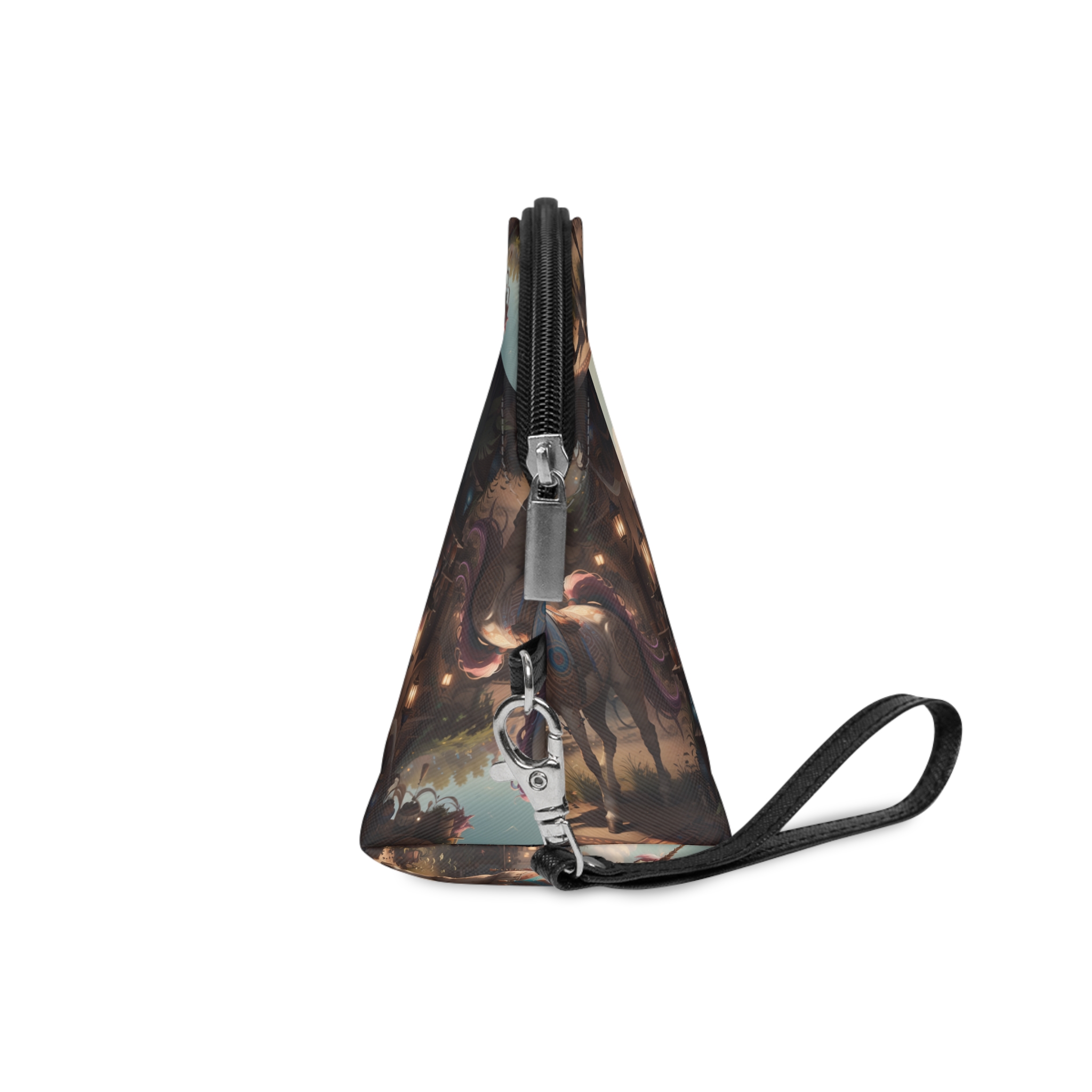 Unicorn With Purple Mane Stands Front Small Town With Lamp Post Makeup Bag - Image 3