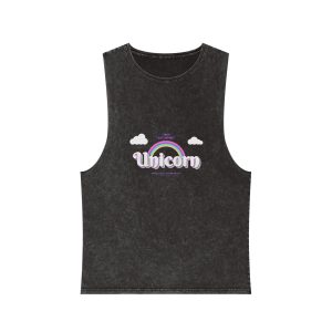 Cute Unicorn Editable Text Effect Unisex Stonewash Tank Top