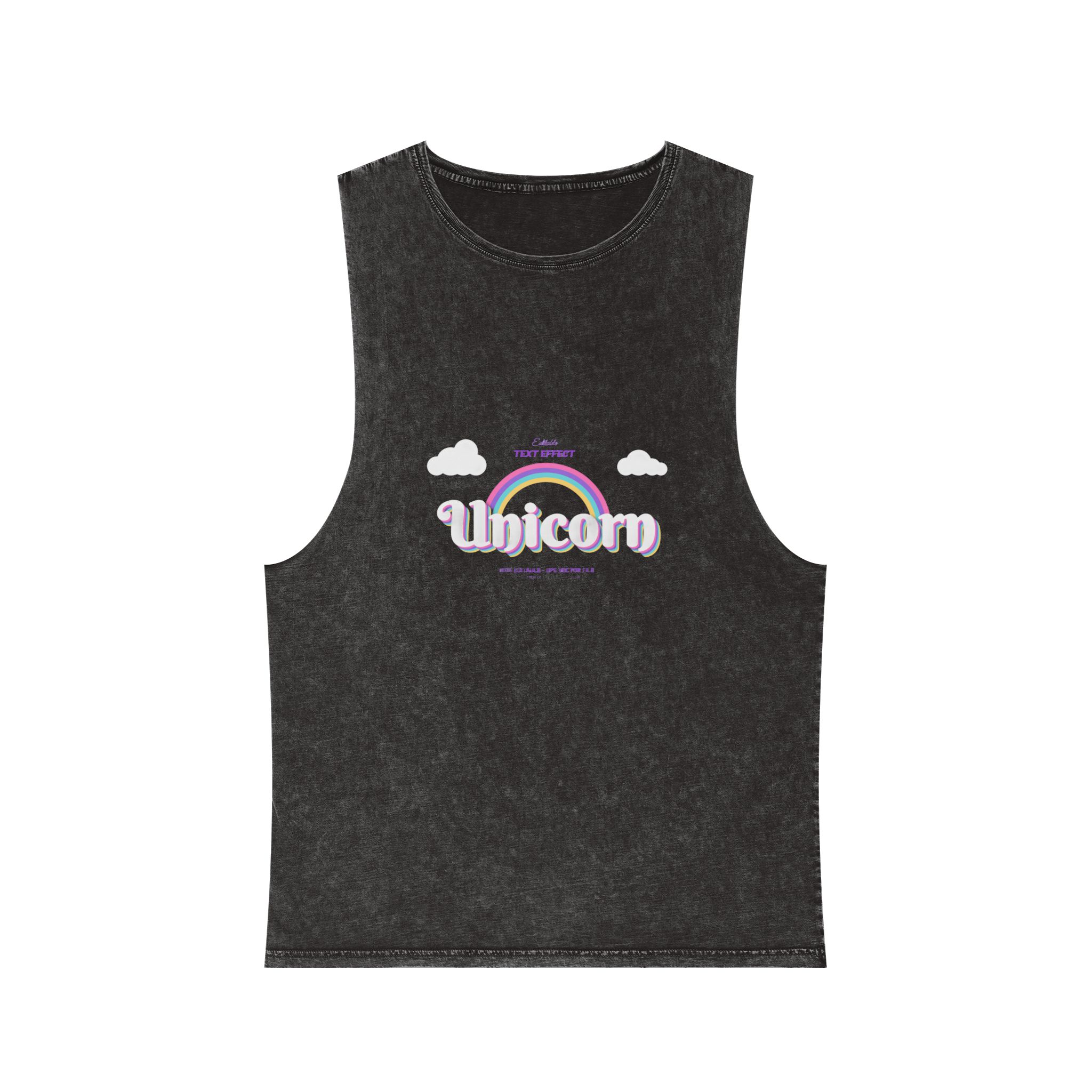Cute Unicorn Editable Text Effect Unisex Stonewash Tank Top