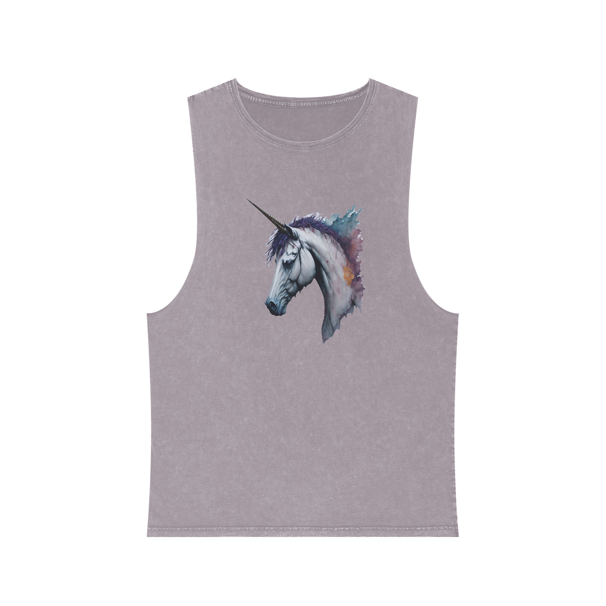 Illustration Unicorn Painted Watercolor Technique Generative Ai Decorative Painting Unisex Stonewash Tank Top - Image 17