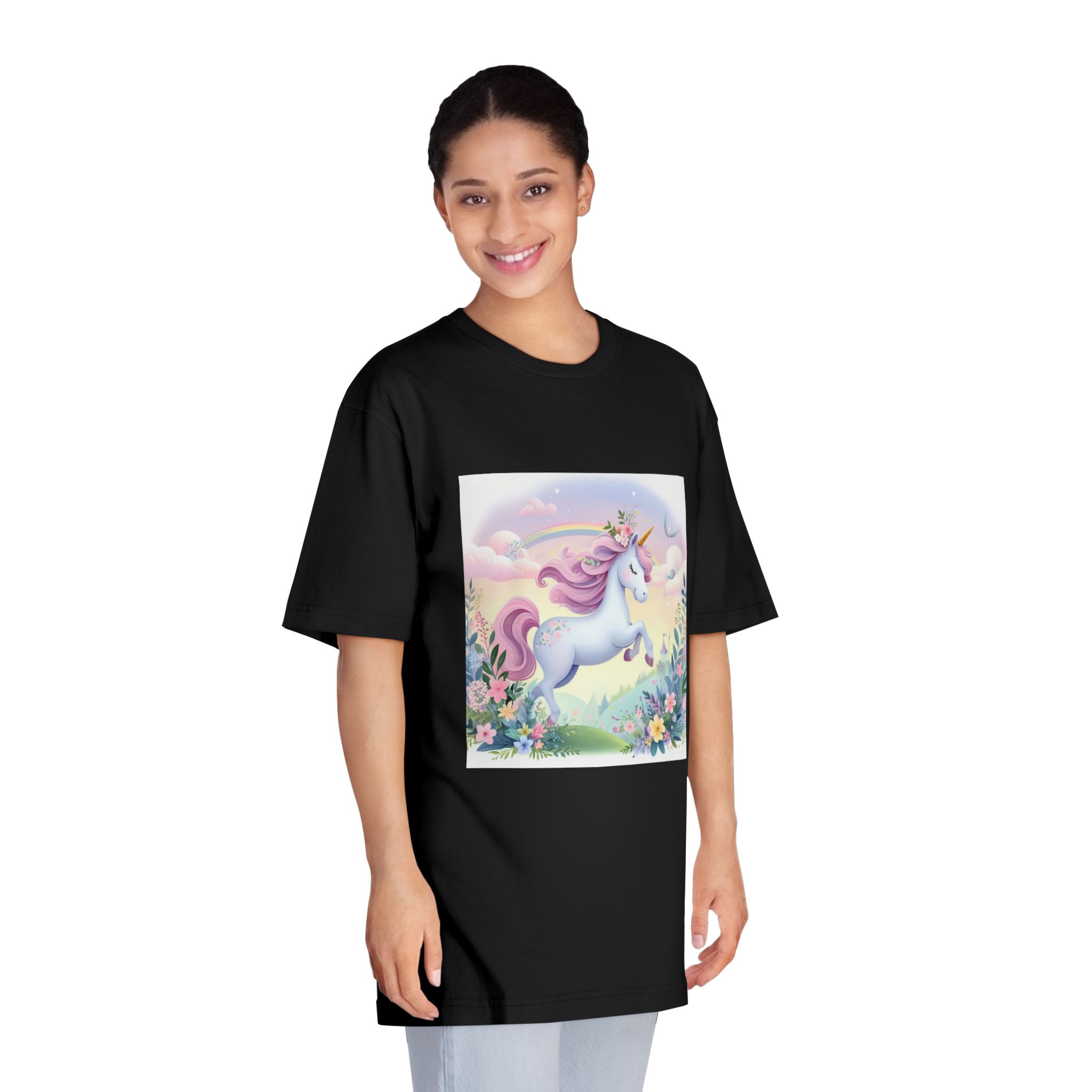 Beautiful Unicorn Running Magical Meadow Unicorn Background Images Whimsical Unicorn (11) Unisex Classic Crewneck T Shirt - Image 7