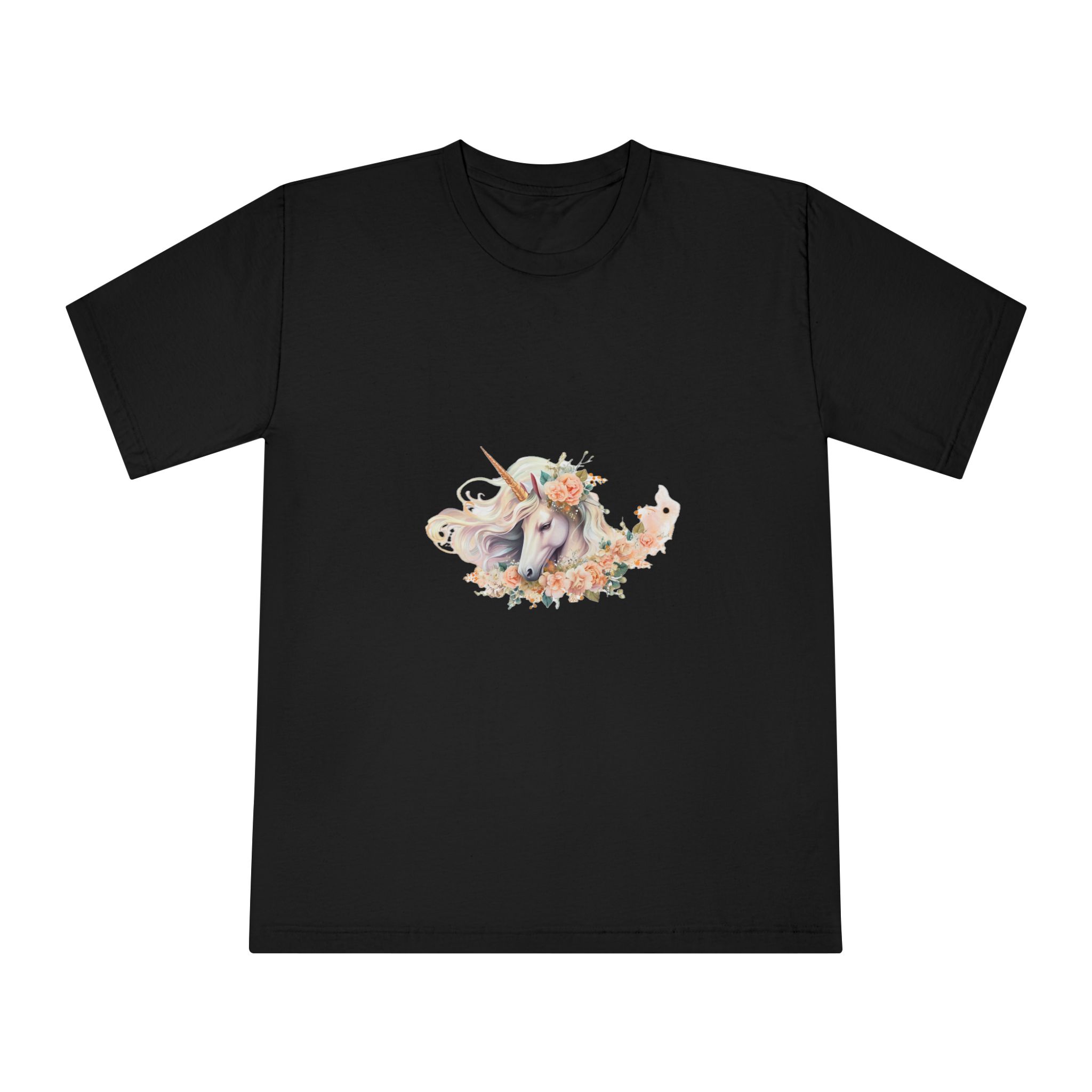 Beautiful Unicorn Card Template With Floral Wreath Generative Ai Unisex Classic Crewneck T Shirt - Image 5