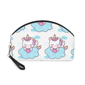 Cute Unicorn Pegasus Cartoon Sleep Holding Heart Cloud Kawaii Animal Makeup Bag