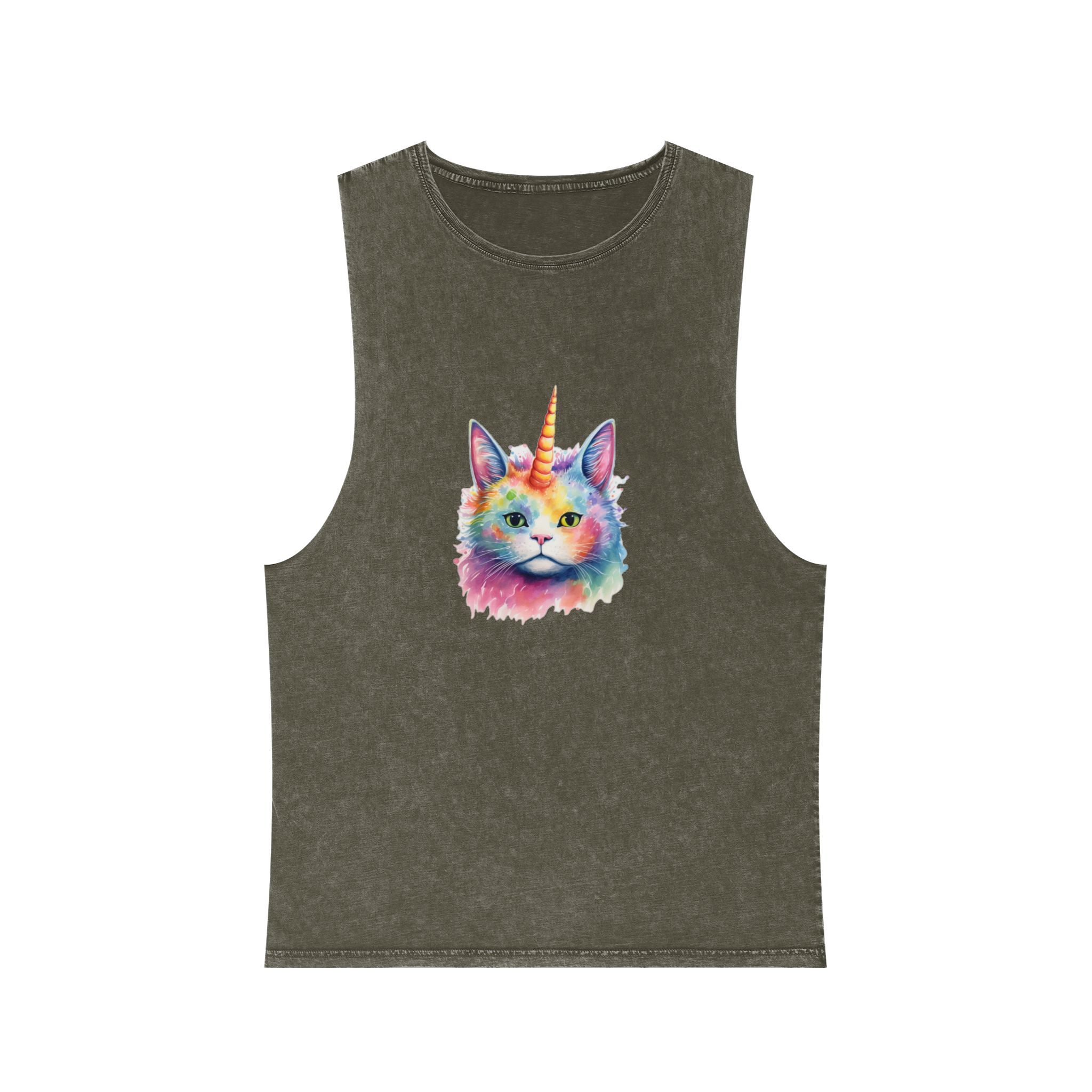 There Is Cat With Unicorn Horn Its Head Generative Ai Unisex Stonewash Tank Top - Image 5